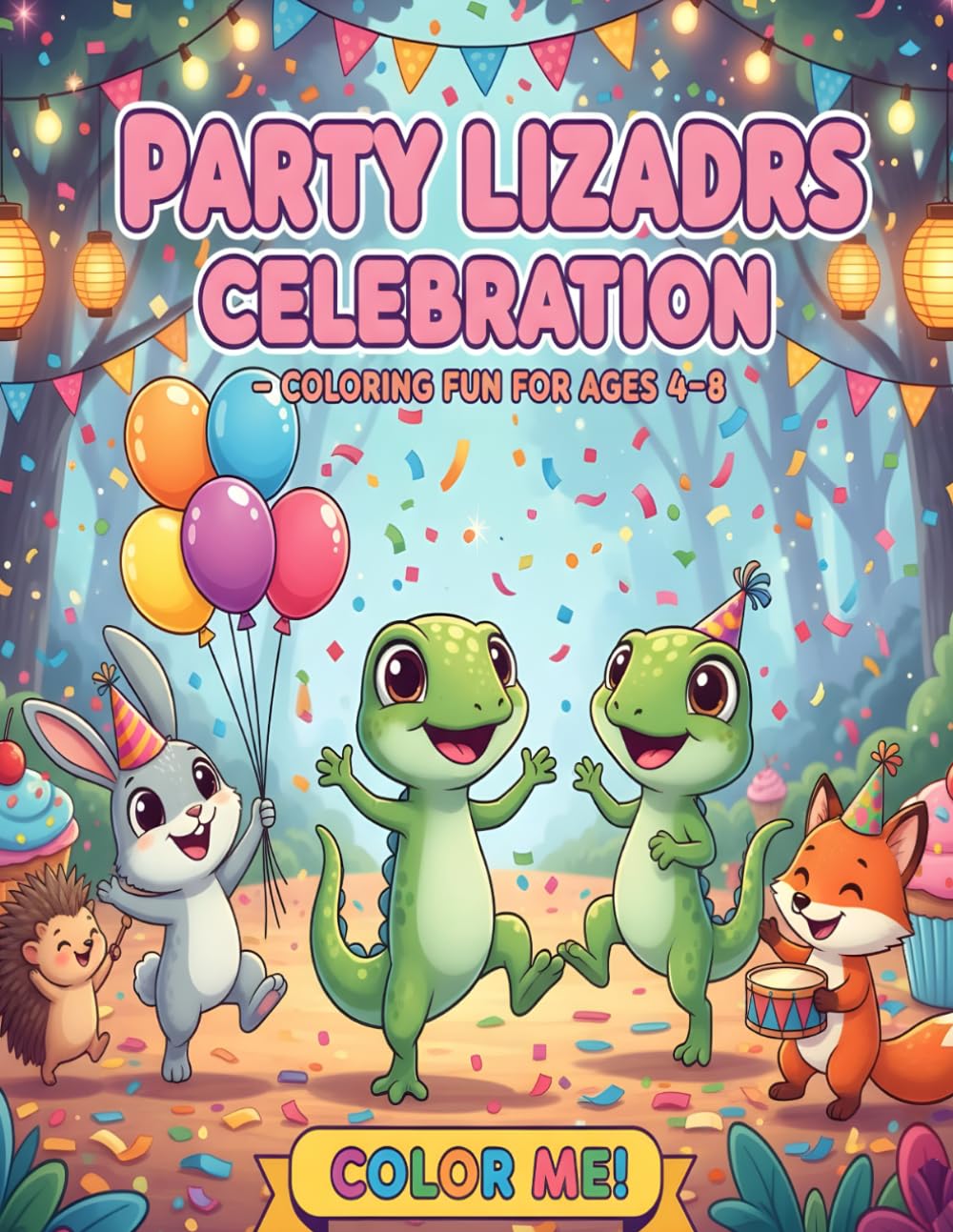 Party Lizards – Fun Celebrations Coloring Book for Kids Ages 4–8: 53 Silly and Happy Lizard Scenes for Parties, Birthdays, and Funny Moments (Lizard Adventures Coloring Series for Kids)