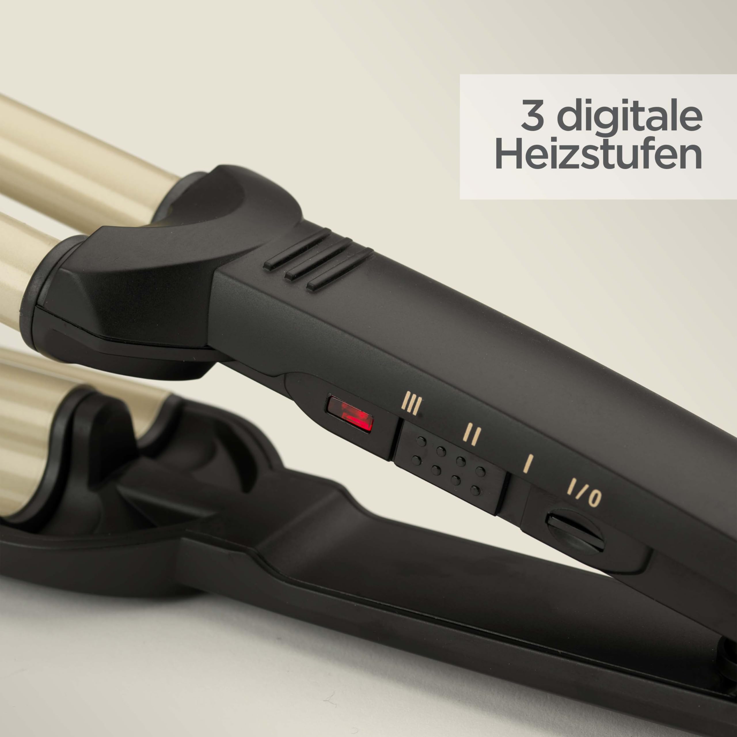 BaByliss Easy Waves – Welleneisen für Beach Waves, Keramik-Titanium-Beschichtung, 3 Temperatureinstellungen, Hitzebeständige Spitzen, Gold & Schwarz, C260E