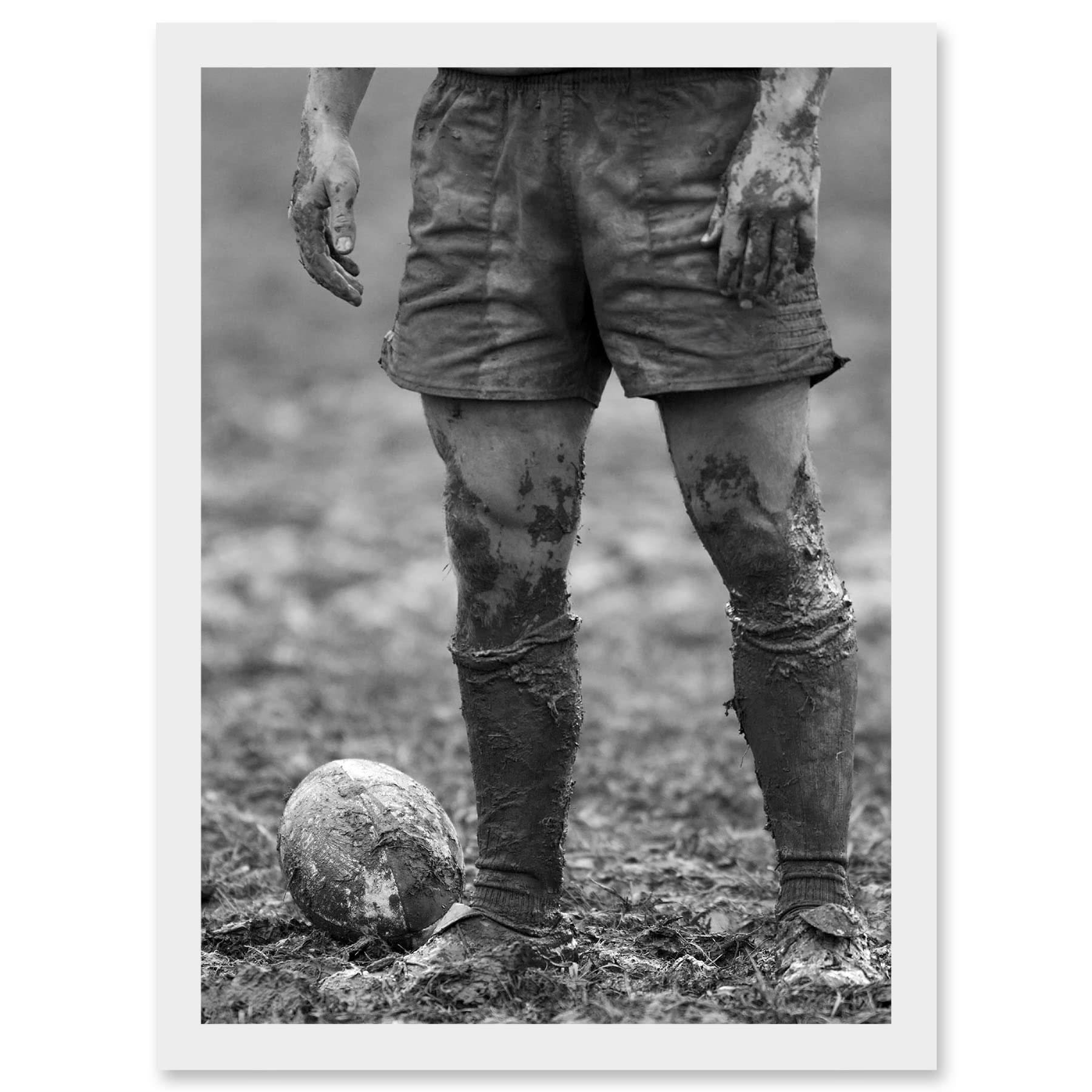 Artery8 Ball Rugby Mud Bowl Sport Scrum A4 Artwork Framed Wall Art Print