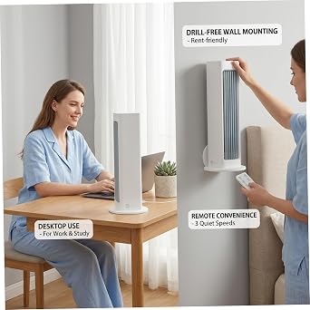Small Portable Air Conditioner, Cooling Personal Air Conditioner with Remote, 4000mAh Battery, Wall Mount & Desktop Use, Quiet Office Fan Desktop Mini