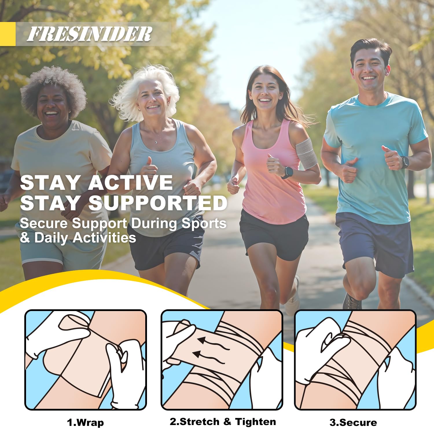 FRESINIDER Premium Elastic Bandage Wrap 3 Inch, 4 Pack, Hook and Loop — Amazon image 5