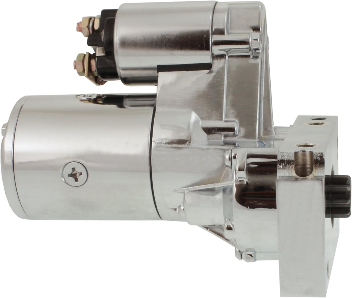 Premium Chrome 3HP Mini Starter 327 350 Hot Rod Chevy BBC SBC Big Block Small Block 153/168 Tooth Flywheel Super Torque Gear Reduction 12363128 10097 240-14104 S-81365 4N1601 44-1601 244-1601 114280
