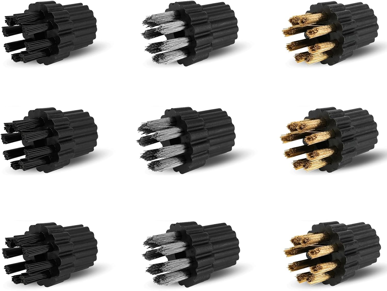 9PCS M8 Steam Cleaner Brush Head Steamer Replacement Attachments for Hard Surface, Brush Head Bulk Steam Cleaner Accessories Mop Parts Cleaning Brush Head, M8 Threaded Screw-on Brush