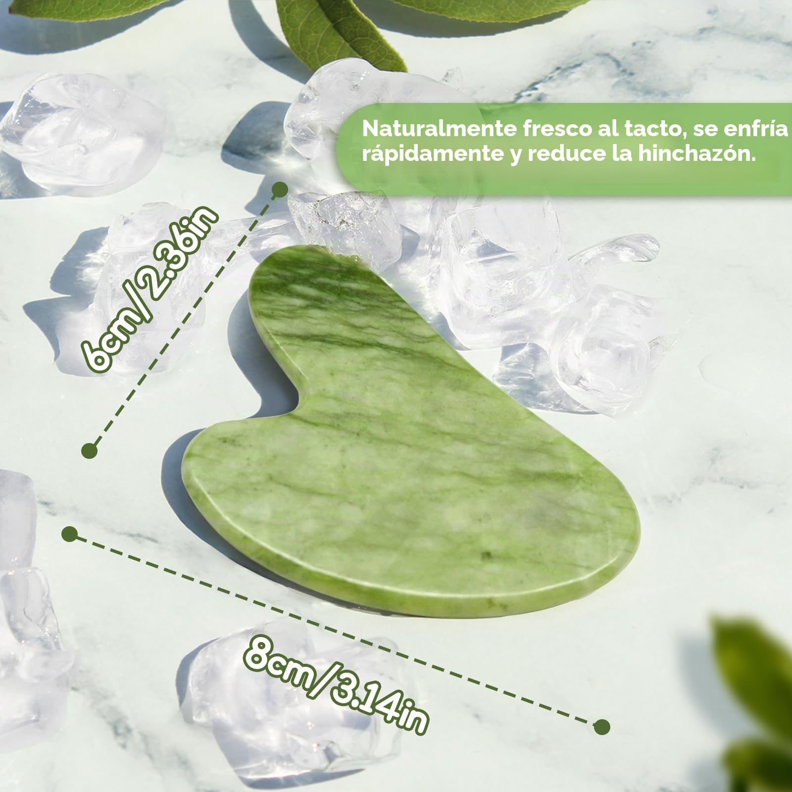 Flagest Gua Sha - 100% Natural Jade Guasha - Herramienta de Masaje Antiarrugas Para el Rostro - Piedra Gua Sha Facial Masajeador