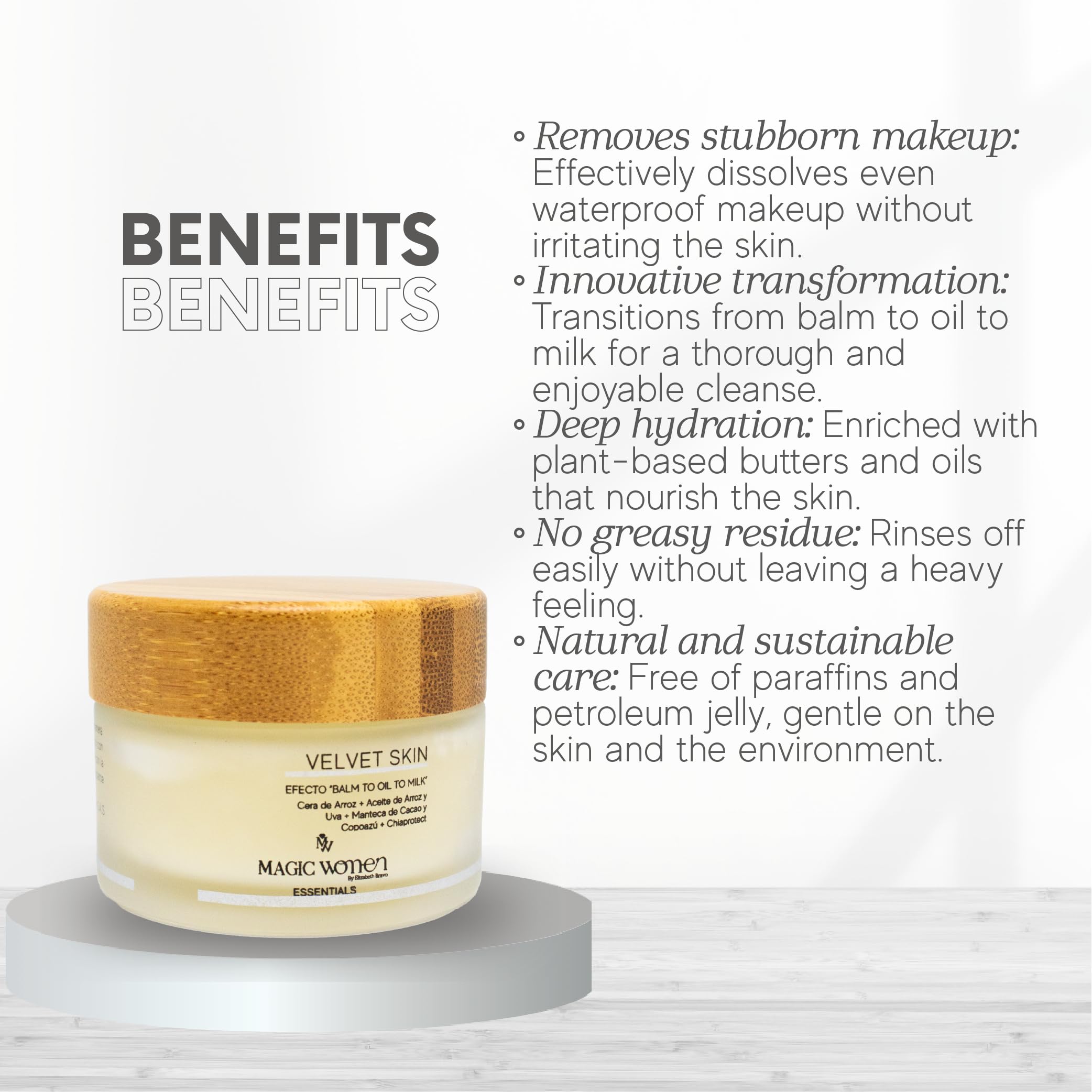 MAGIC WOMEN BY ELIZABETH BRAVO Effortlessly Remove Makeup with Velvet Skin Balm – Inspired by Colombian Women’s 2-Minute Routine – 1.4 fl oz