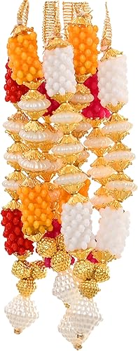 Miniatura 8 de Juego de 4 cuentas artificiales de Mala para ídolo-Mala para Dios, artículos de Pooja Sringar, decoración tradicional de festivales, decoración del