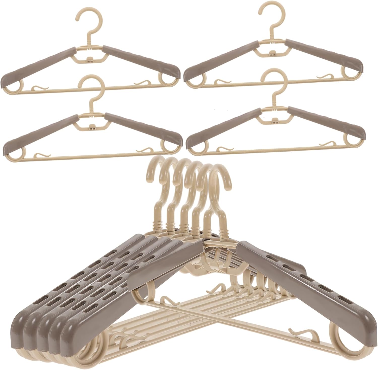 10pcs Adjustable Hangers for Dorm Extra Wide Coated Hangers for Coats Pants Jeans Space Saving No Bump