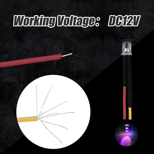 Miniatura 3 de 35 diodos LED amarillos precableados, diodos LED ultra brillantes de 12 V precableados de 0.197 in con resistencia incorporada para proyectos de