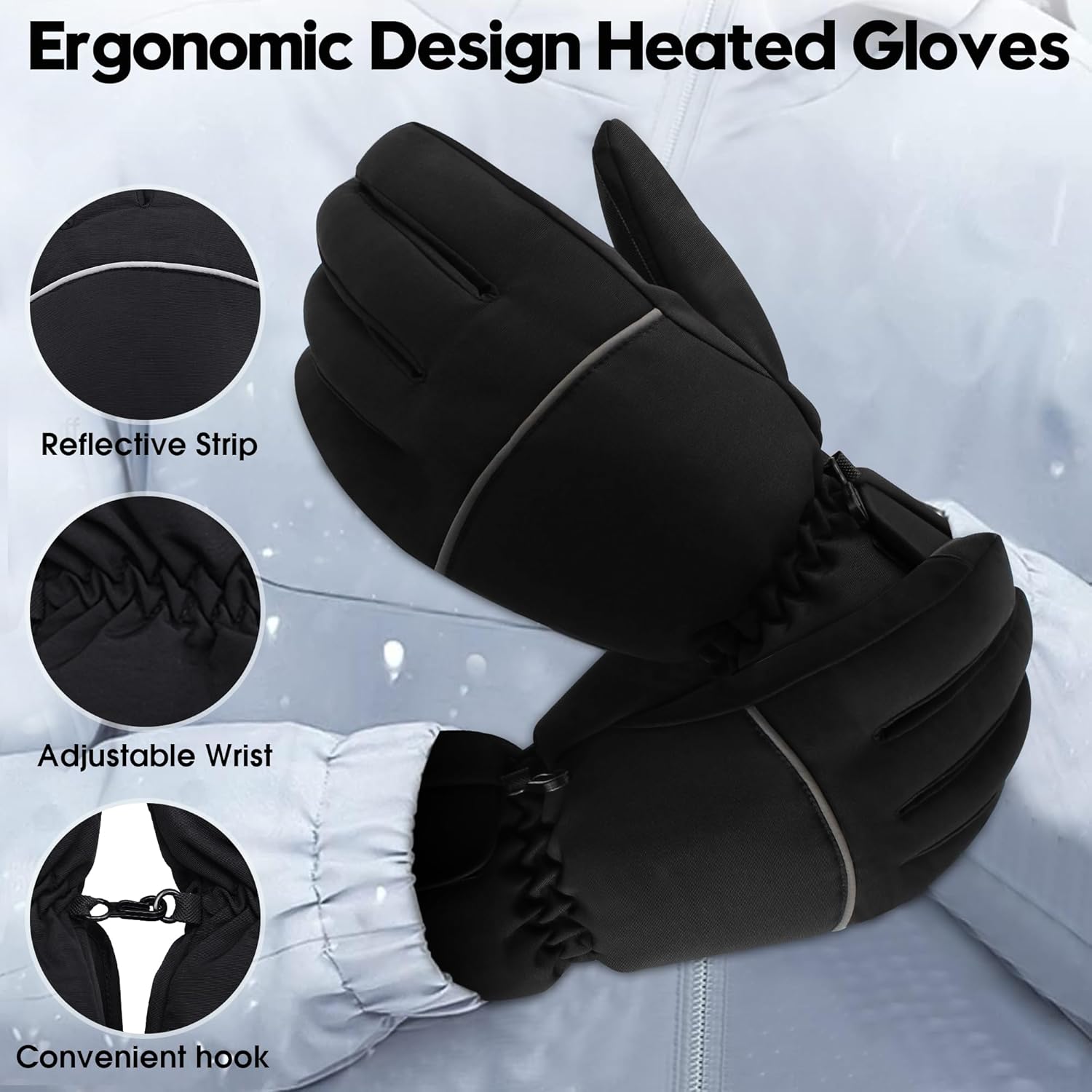 Electric Heated Gloves for Men Women,Waterproof Touchscreen Heating Gloves Winter Thermal Sports for Skiing Snowboarding Cycling Motorcycle Hiking Hand Warmer Gloves(Large) - Image 5