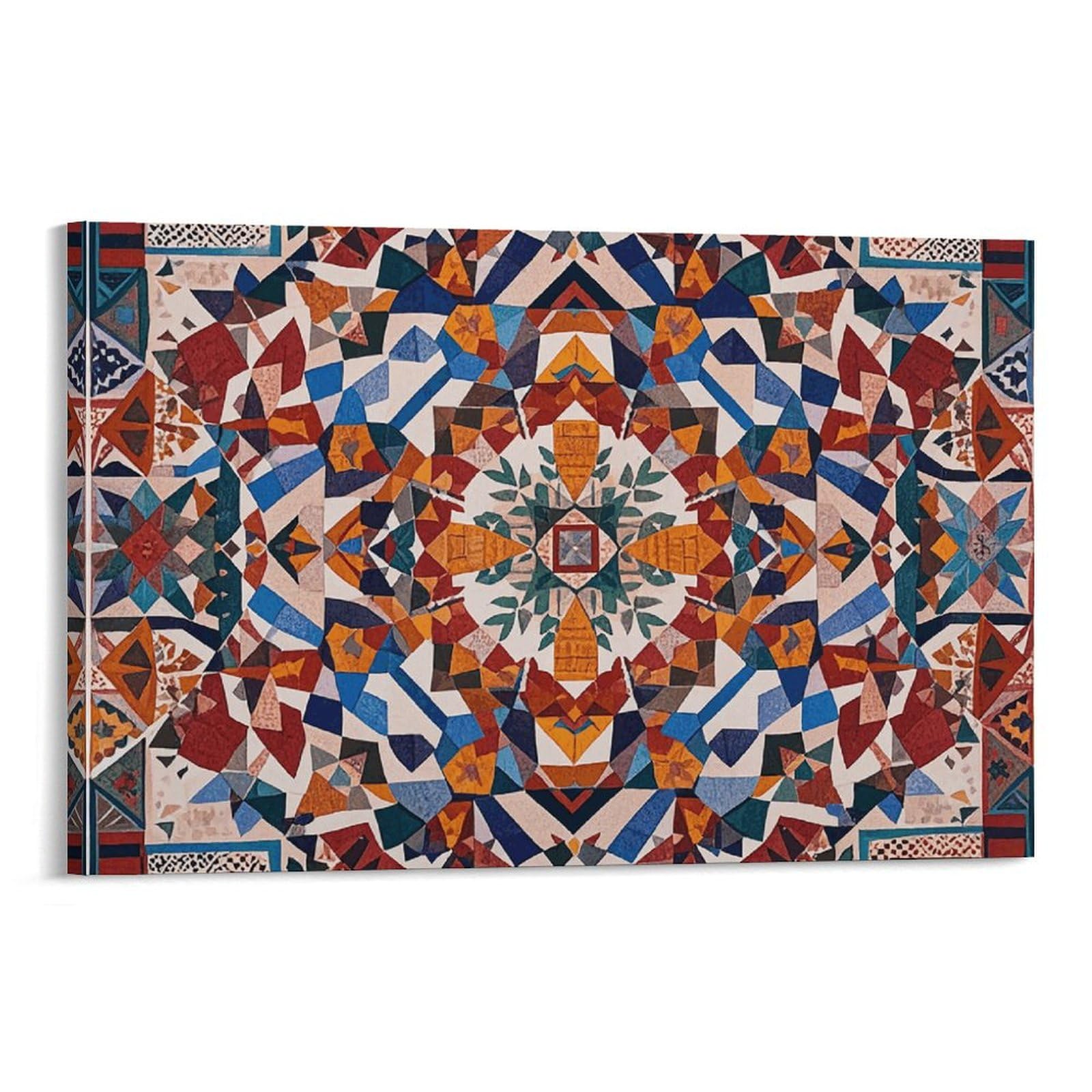 Peinture décorative murale toile patchwork esthétique pour chambre - 8