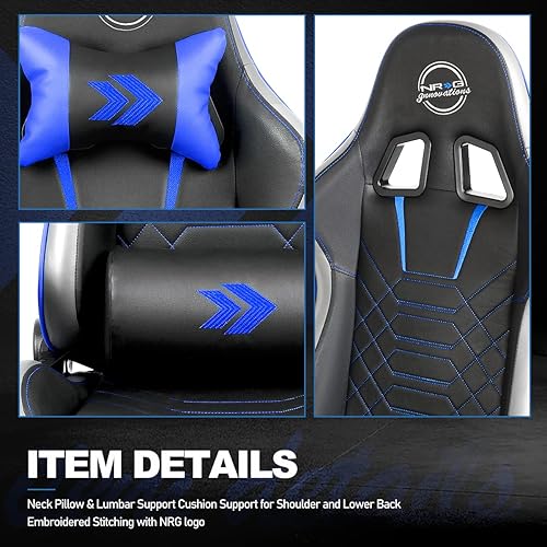 Miniatura 6 de DNA MOTORING RSC-G100BL RSC-G100BL - Asiento para silla de videojuegos, reposabrazos ajustable, reposapiernas extraíbles, soporte lumbar, almohada