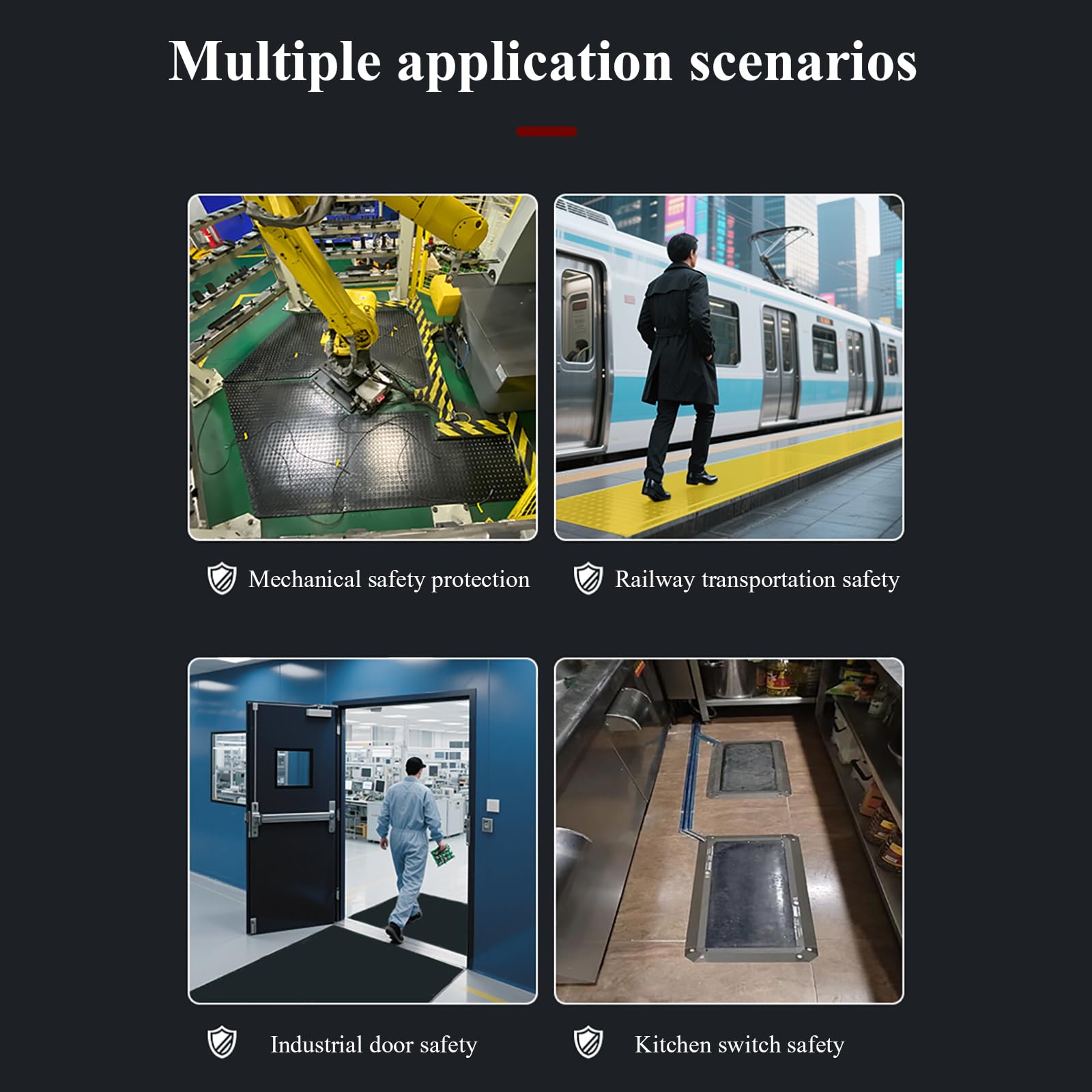 Alfombra De Seguridad Industrial, Alfombra De Alarma De Presión De Señal con Sensor Sensible a La Presión, Sensor De Gravedad, Adecuada para Entornos Industriales Complejos Y Hostiles.