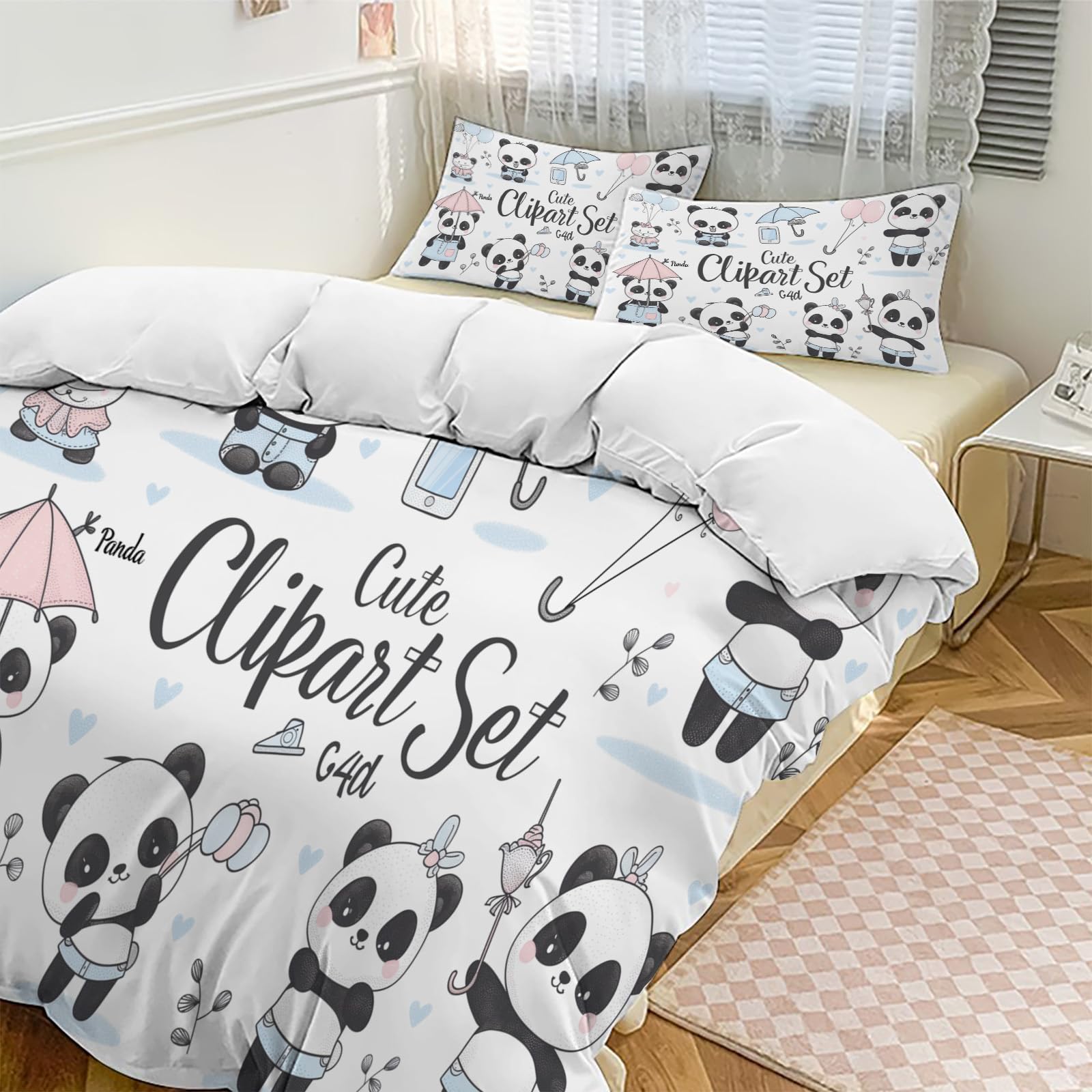Housse de couette panda grand lit pour remplacer votre linge de lit usé