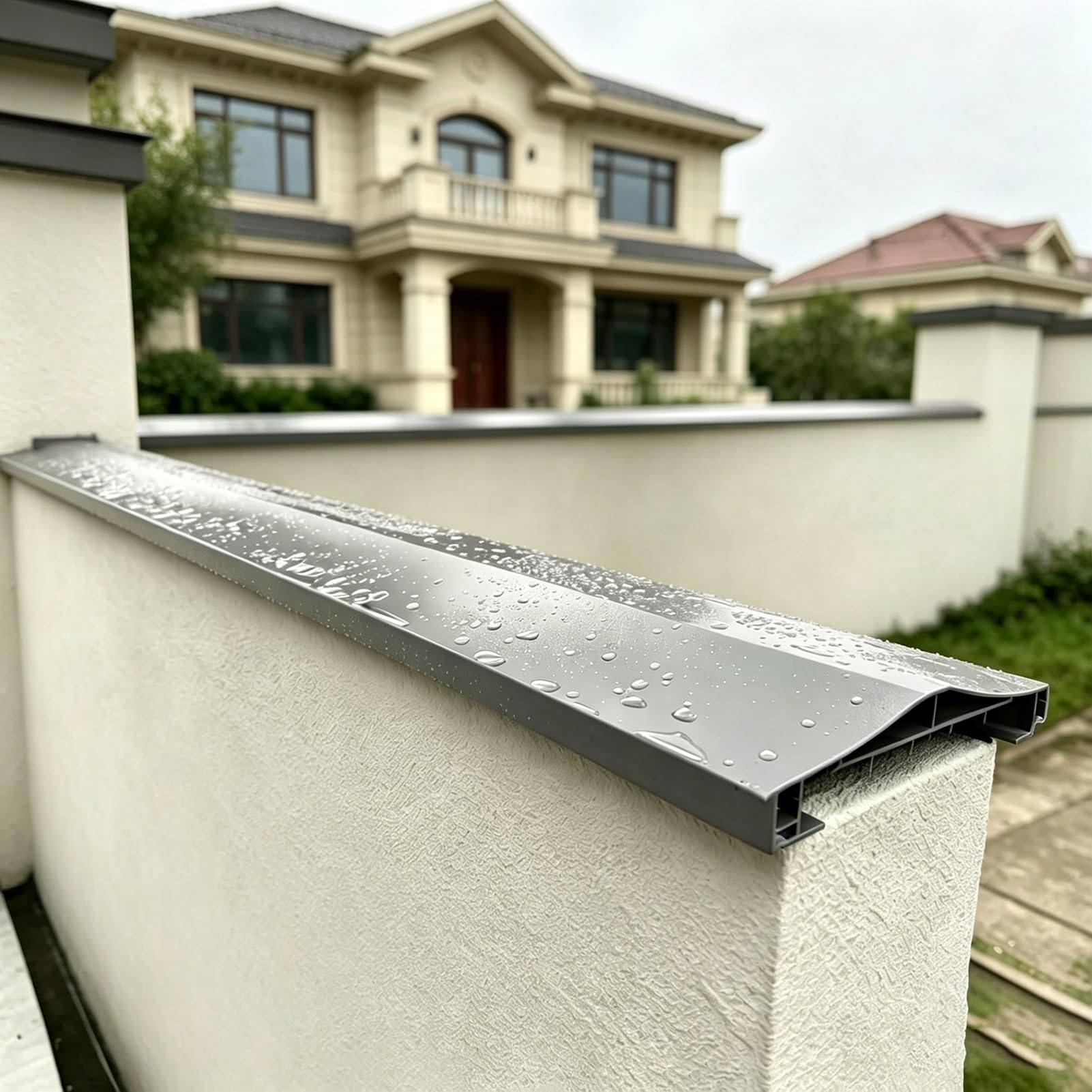 Decorativo Albardilla Cubremuros de Aluminio Doble Pendiente con Canal LED | Perfil Goterón/Tapas para Muro de Parapeto, Placa de Cobertura para Muros de Ladrillo, Hormigón y Piedra(L 39.4",W 12 3/8")