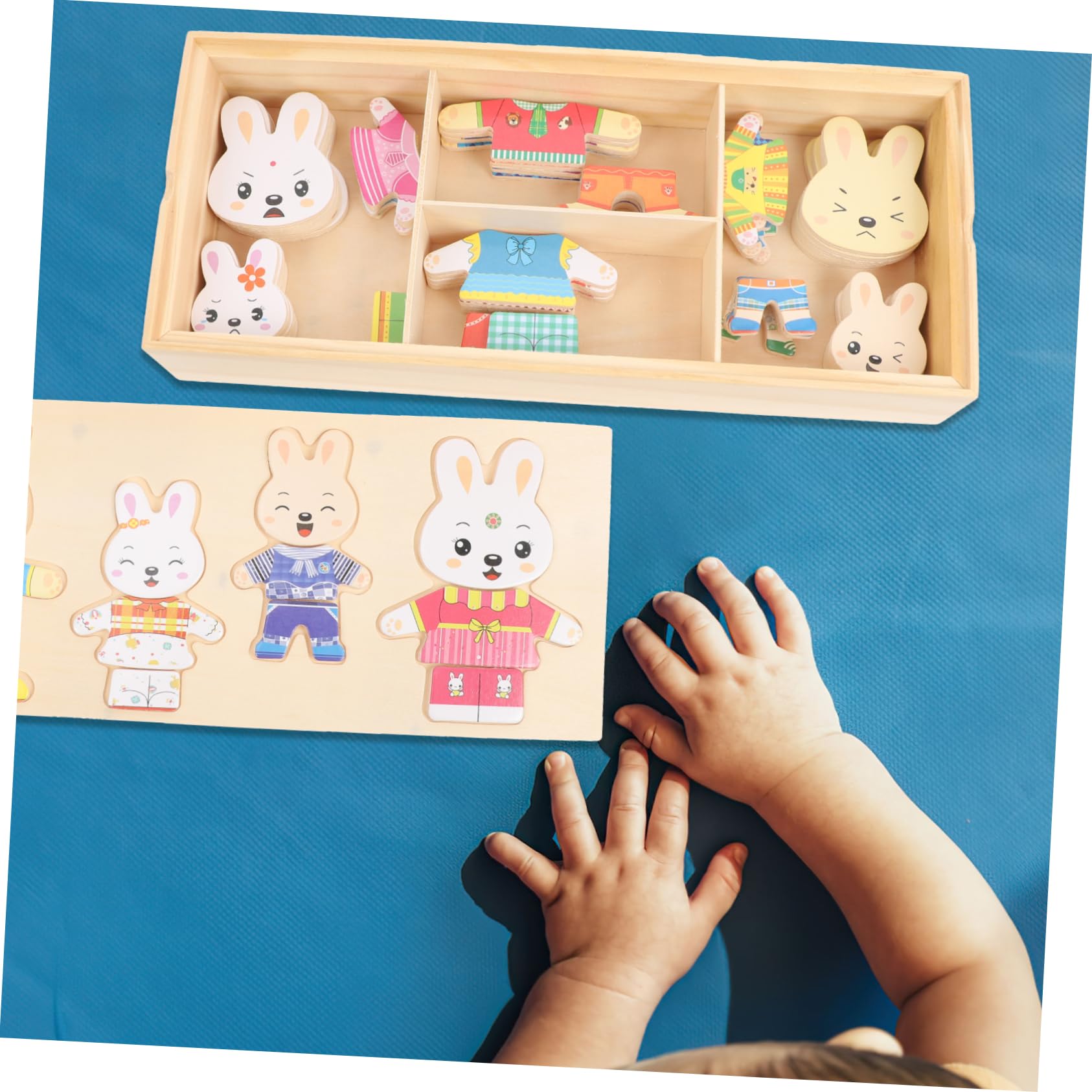 Beaupretty Rompecabezas De Animales De Madera para Niños, Pequeño, Educativo, Cambio De Ropa De Conejito, Desarrollo Motor, Juego Interactivo para Aprendizaje y Diversión,