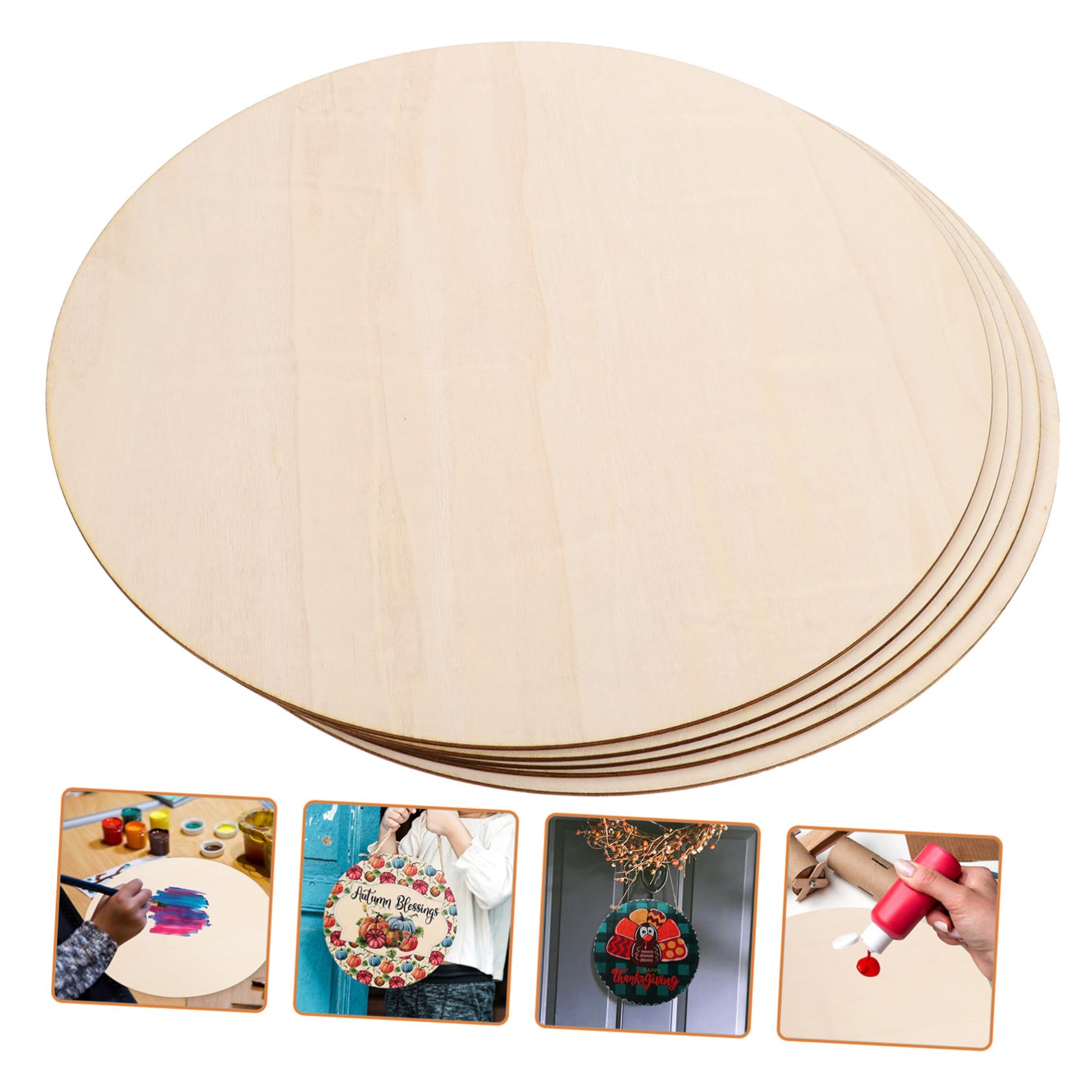 Gadpiparty 5 Pezzi Dischi Rotondi in Legno Non Finito per Decorazioni DIY Facili da Appendere e Portare per Occasioni Speciali e Ville
