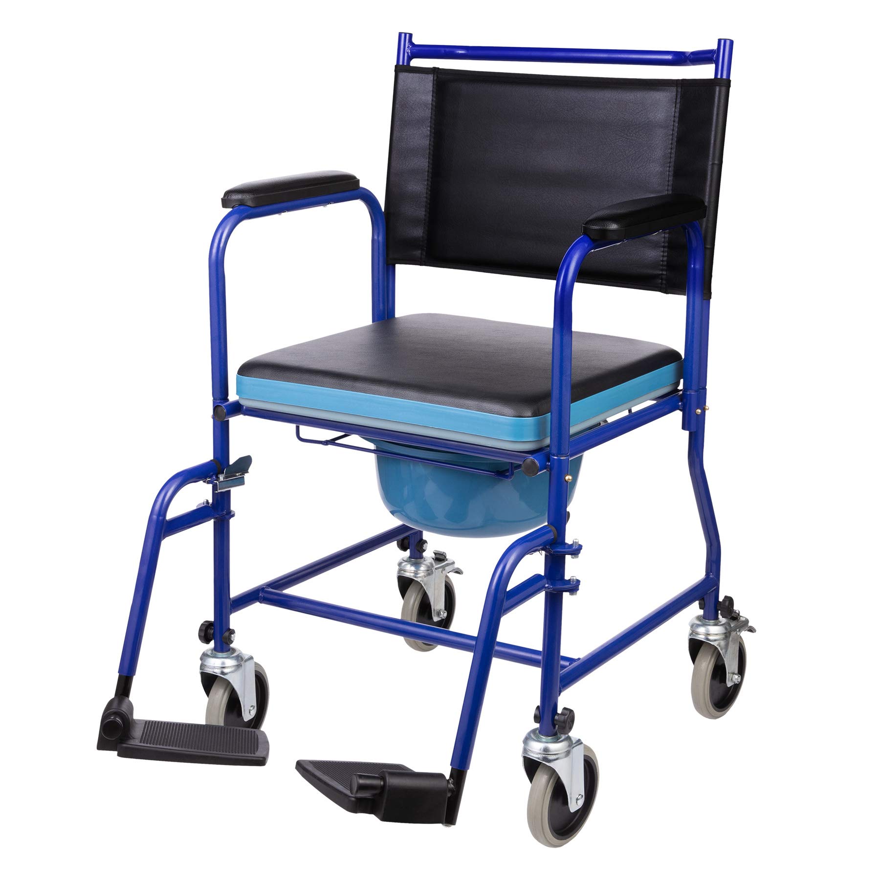 VONOYA Wheeled Commode Chair with Footrests, Portable Toilet Chair for Adults, Bedside Commode for Disabled People The Elderly up to 150kg, Wheelchair with Built-in Toilet for Home & Bedroom