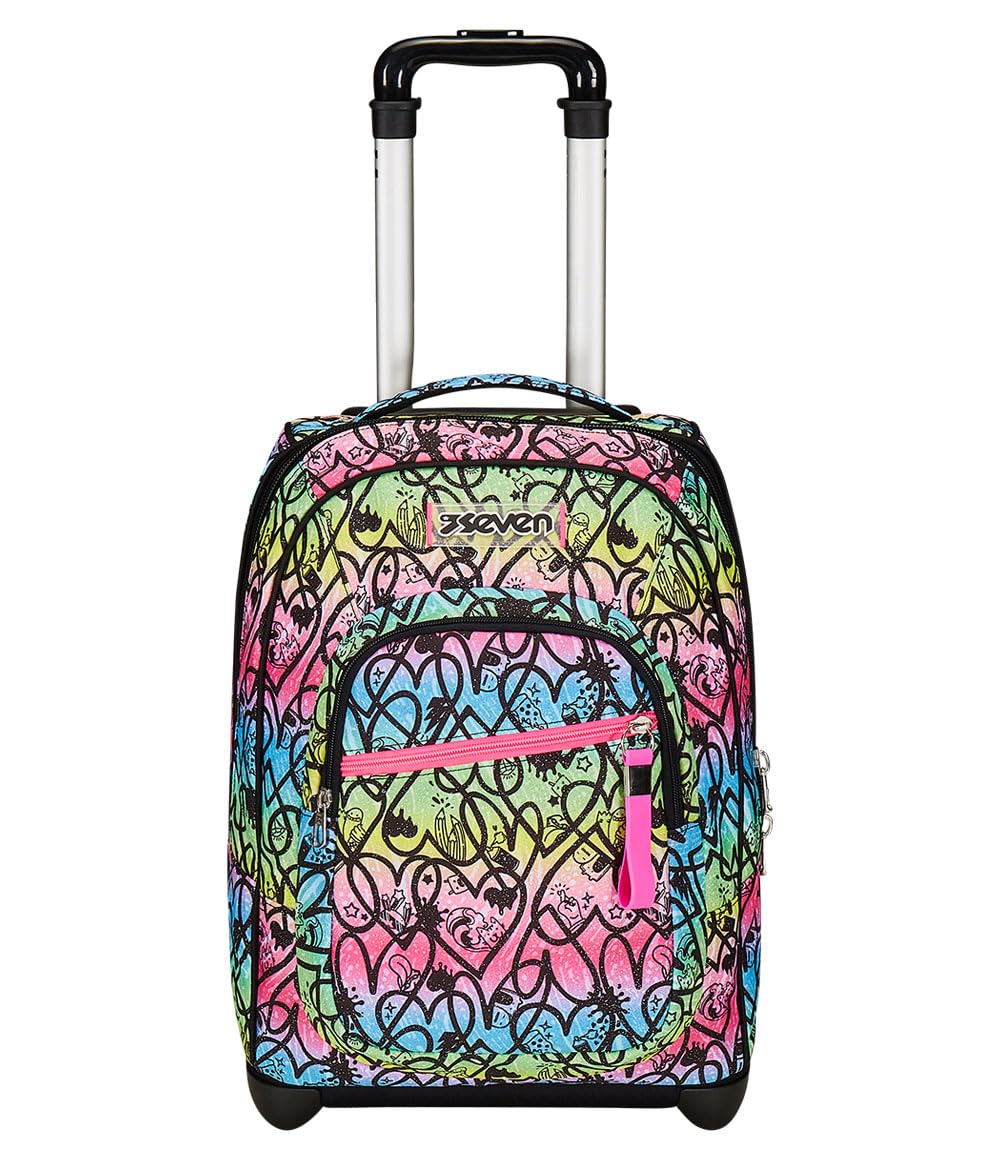 Seven Trolley Fisso, JumpLove, Rosa, 2 in 1, Doppio Uso, Trolley e Zaino, Scuola e Viaggio + Seven Diario 12 Mesi, Nero, Ragazza