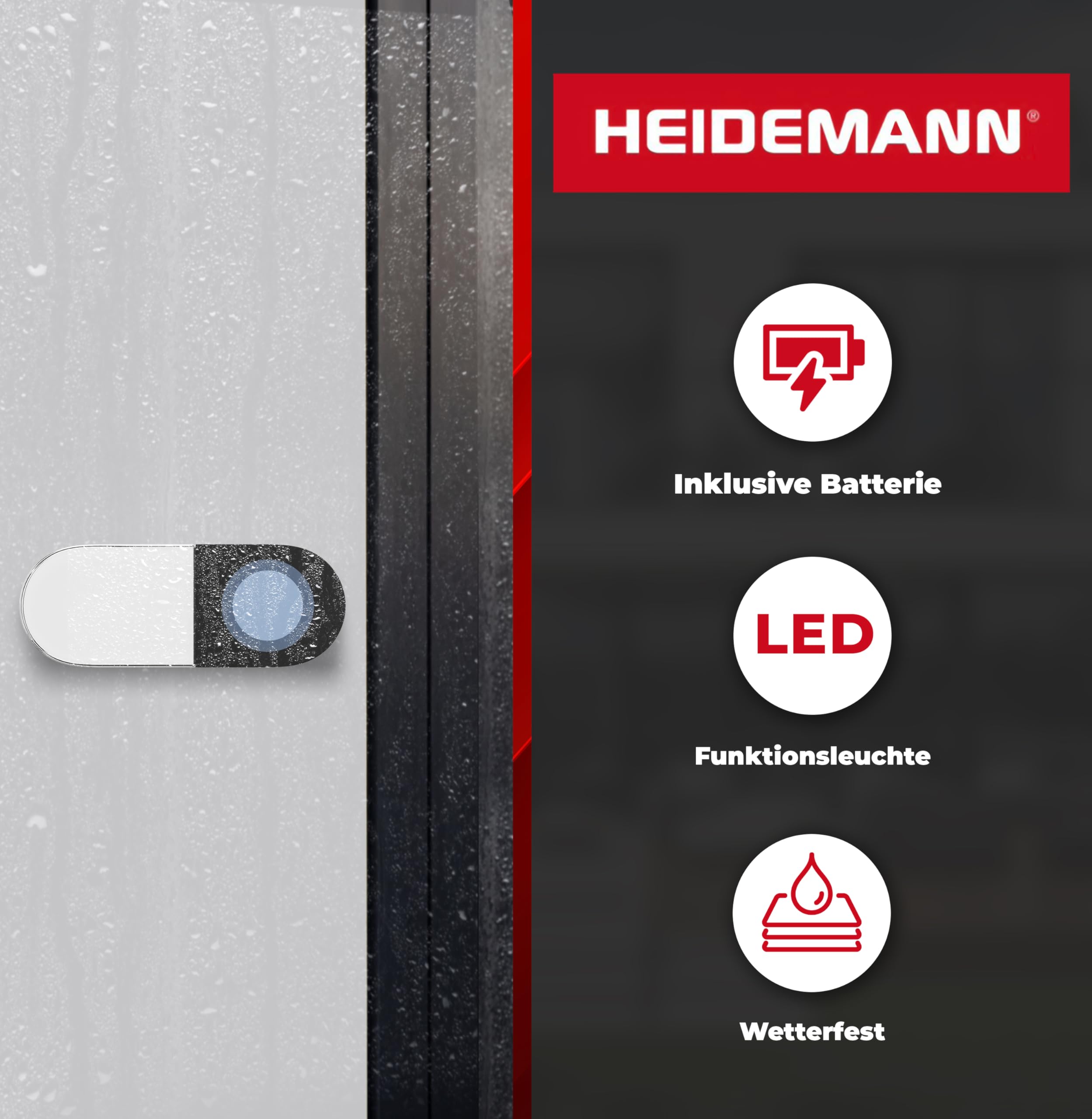 Heidemann Draadloze Bel Zender Blackline Groot Bereik Uitbreidbaar Deurbel Zwart 70912 1257273588