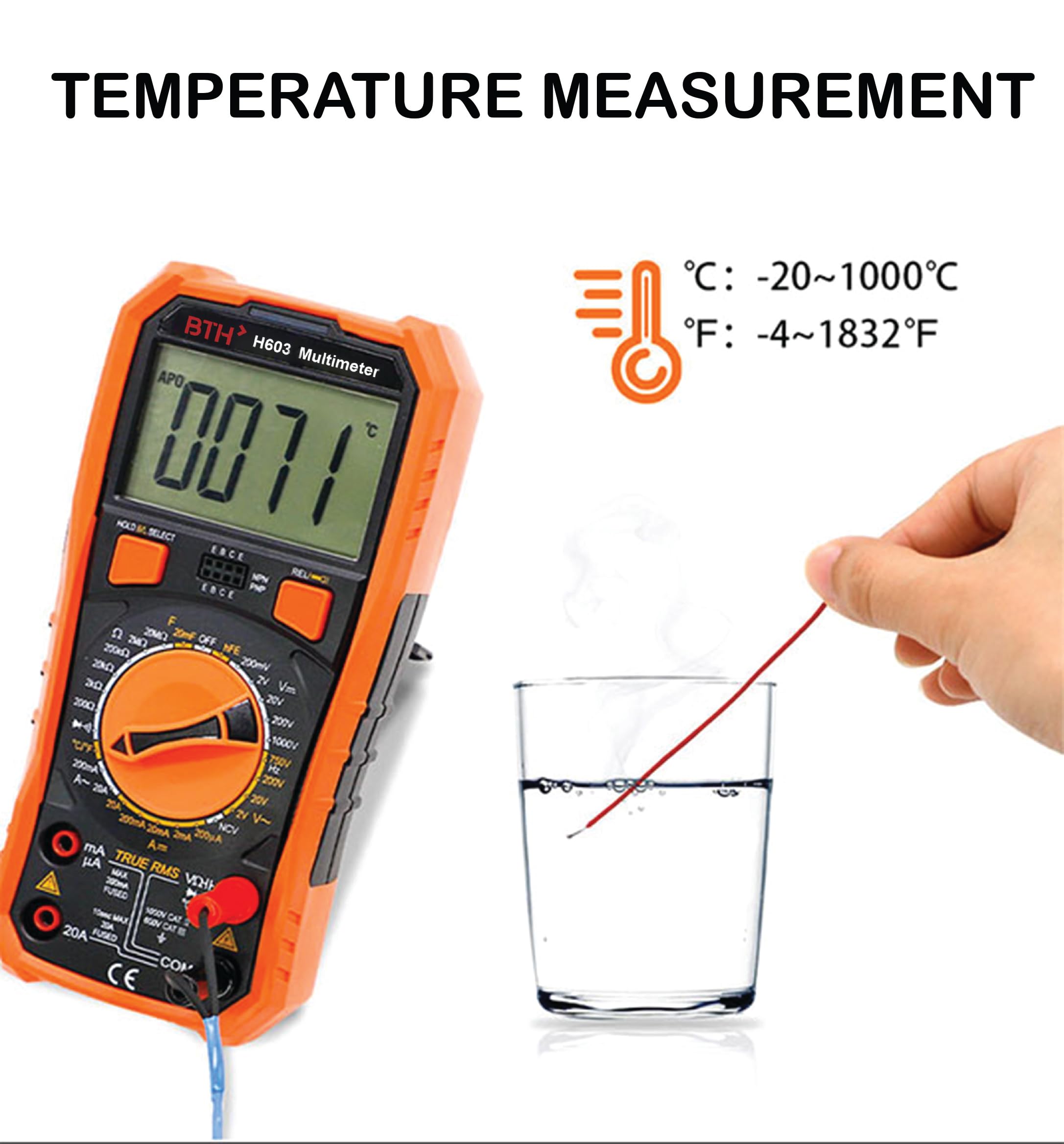 BTH H603 True RMS Digital Multimeter with Non contact voltage, Temperature, capacitance and Triode — Amazon image 7