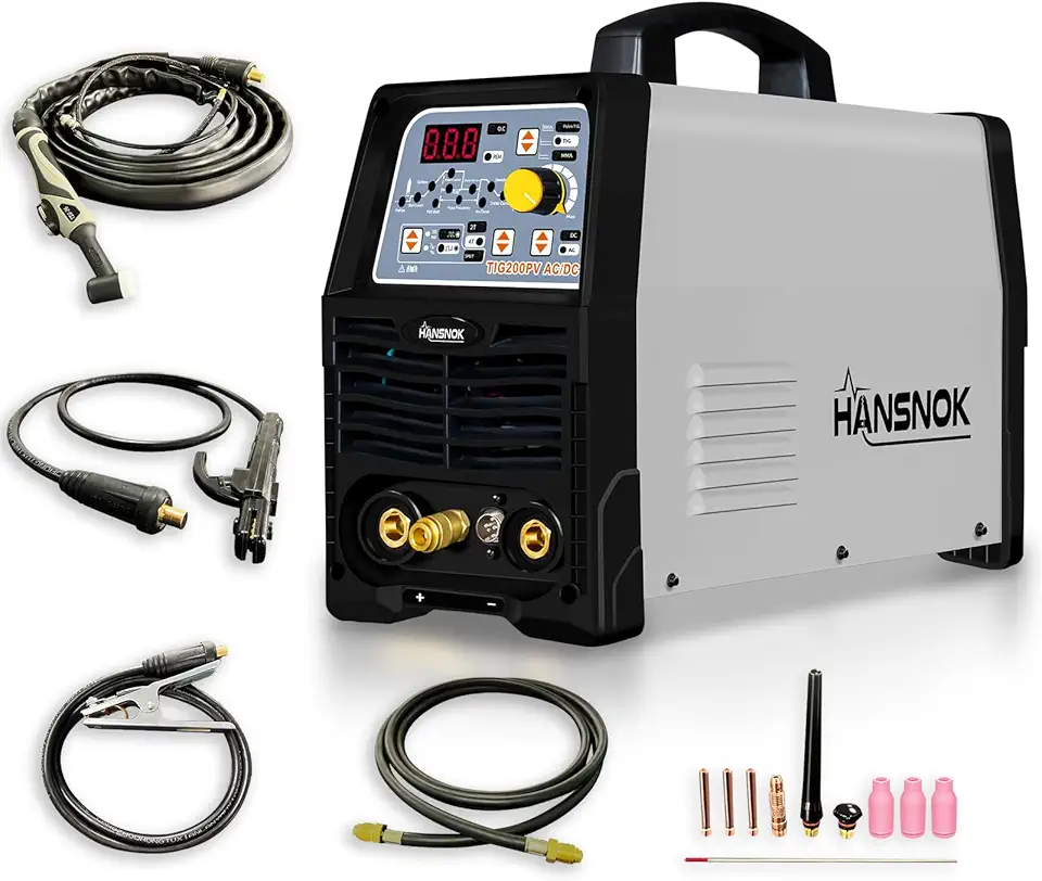 Soldador TIG200PV TIG, tela LCD digital AC/DC 200Amp IGBT Pulse TIG/Soldador, dupla tensão 220V/110V, soldador de arco, máquina de solda TIG com acessórios Torach (Tig200PV)