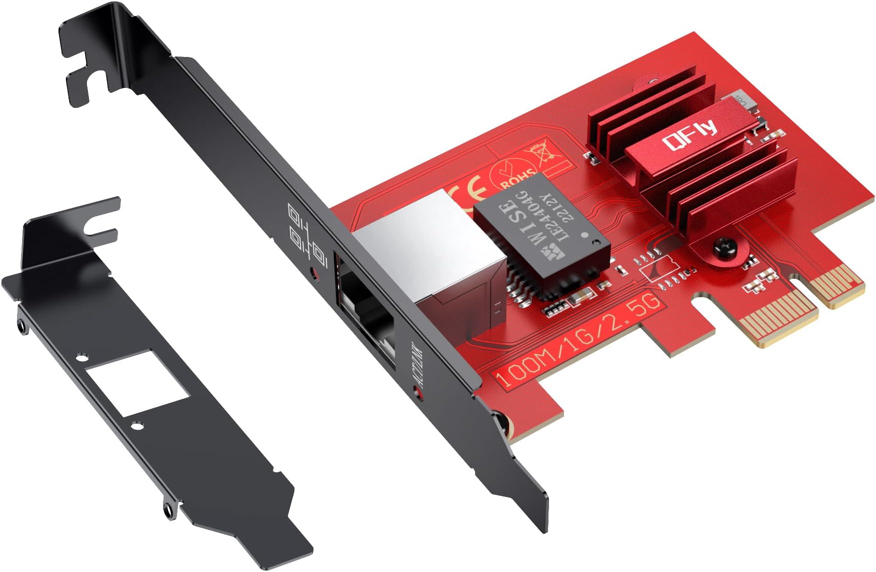 QFly 2.5G Base-T PCIe Network Adapter,RTL8125B 2500/1000/100Mbps PCI Express Gigabit Ethernet Card,1x RJ45 LAN Port 2.5G Network Card,Compatible with Windows/Linux