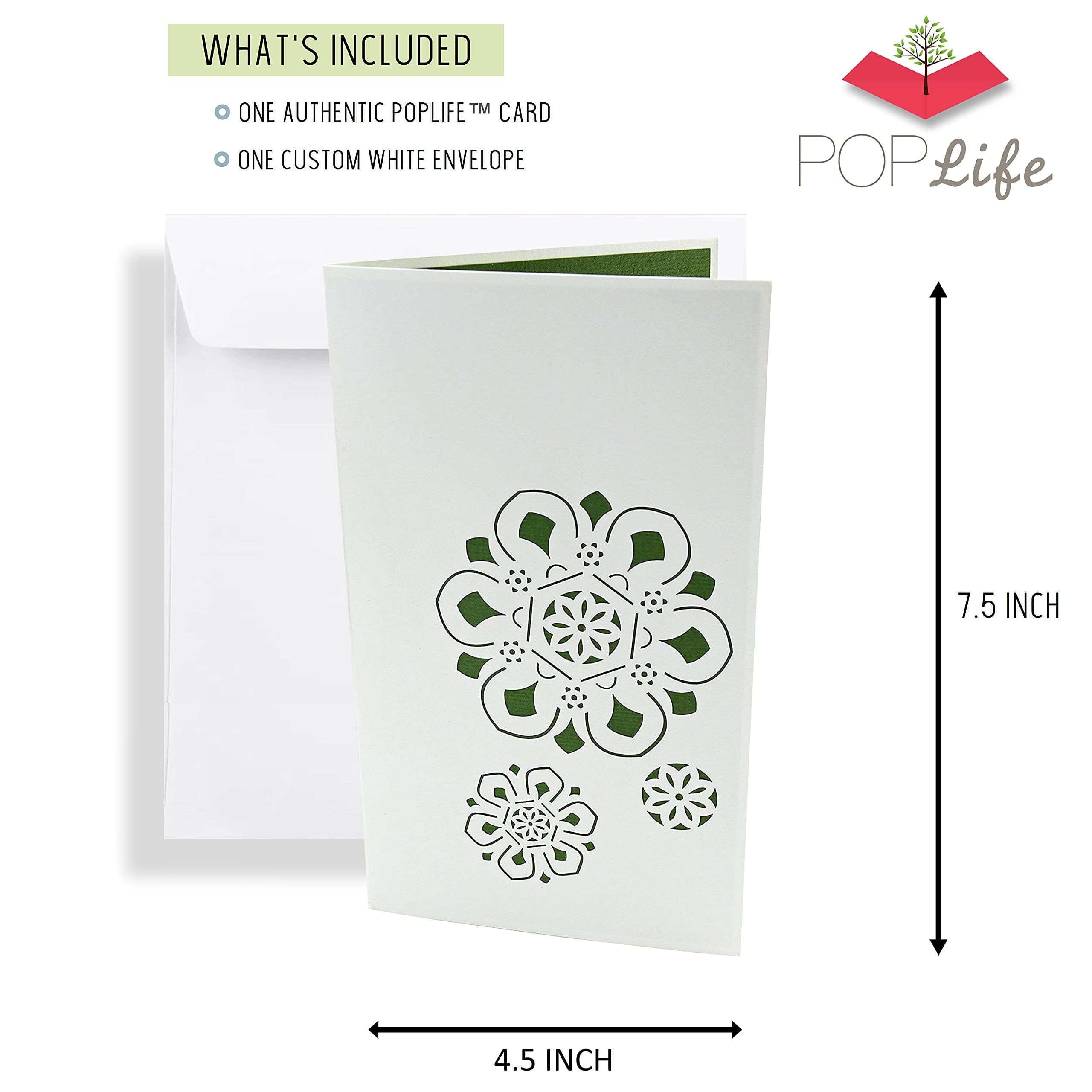 Carte De Vœux Pop-up 3D En Forme De Fleur De Lotus/feuille De Lotus Verte, Idéale Pour Les Sœurs/tantes/mamans/grand-mères, Idéale Pour Les Anniversaires, Anniversaires De Mariage Et Mariages Rose