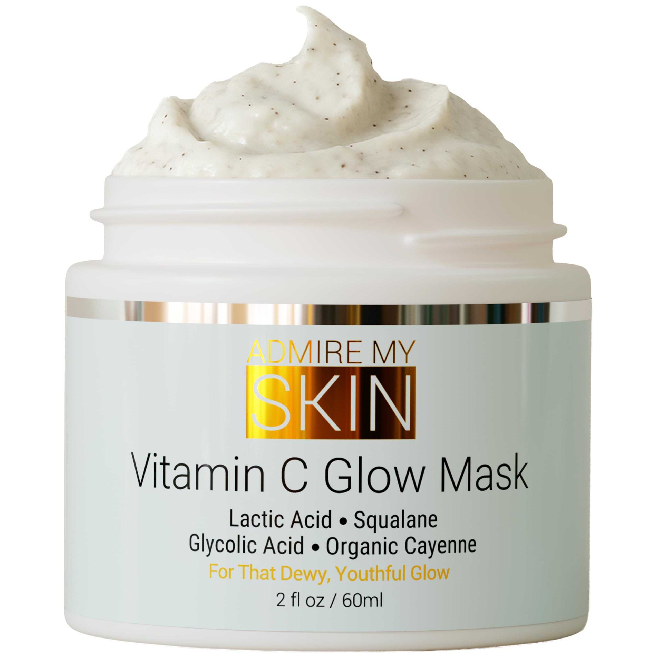 Vitamin C Mask for Face – Brightening Face Masks Skin Care Contains Glycolic Acid and Lactic Acid + Squalane Oil – Hydrating Beauty Face Mask for Glowing Youthful Skin and Smooth Even Skin Tone 2oz