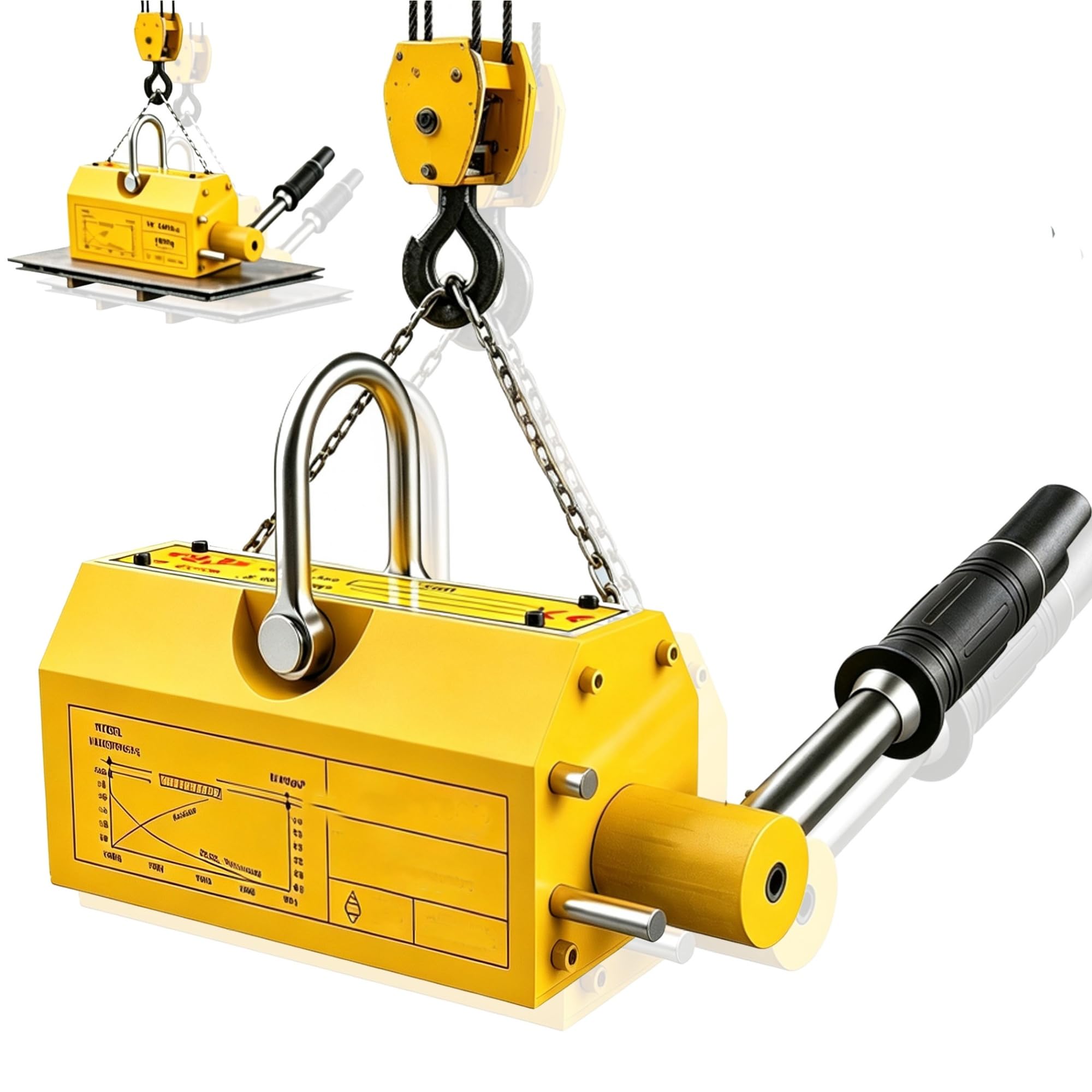 Sollevatore magnetico da 200 kg/440 lb, sollevatore magnetico permanente con rilascio, for piastra di sollevamento in acciaio, tavola, utilizzato in gru da officina, paranco, tavola