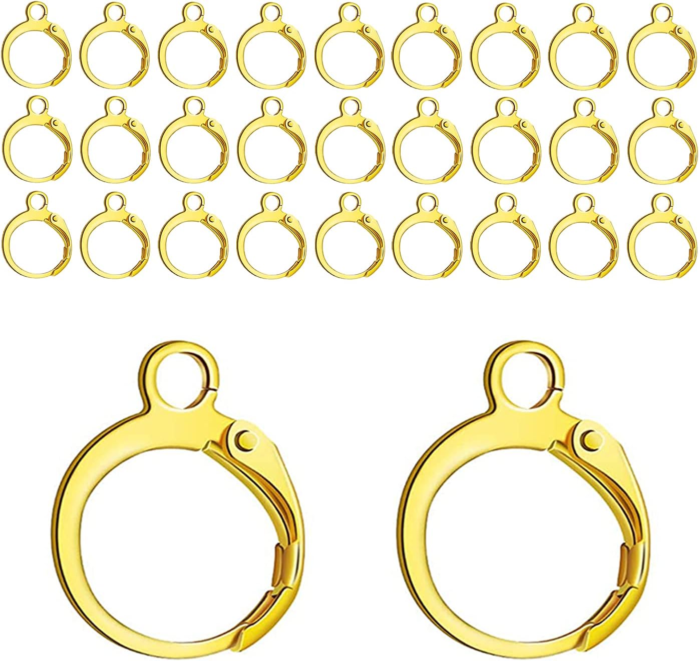 BEADNOVA Leverback Earring Hooks 60pcs French Ear Wire Lever Back Earwire for Jewelry Making Crafting (Silver)