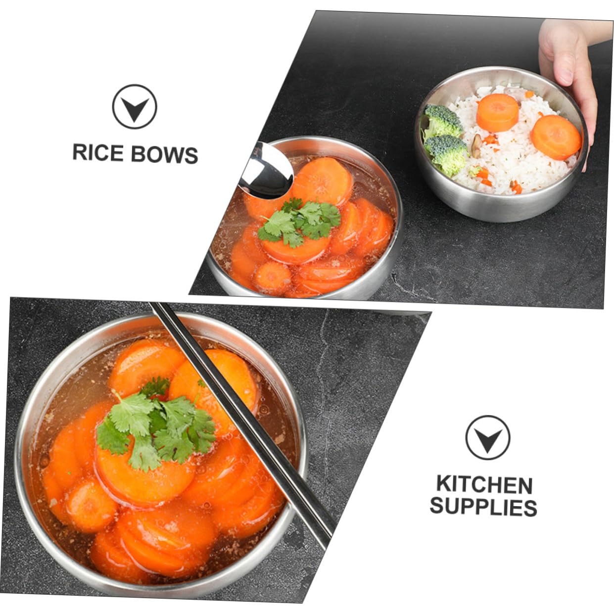 YARNOW 2 Stück Edelstahl Reisschalen 15Cm Ramen Nudelschalen Isolierte Suppenschalen Für Zuhause Und Restaurant