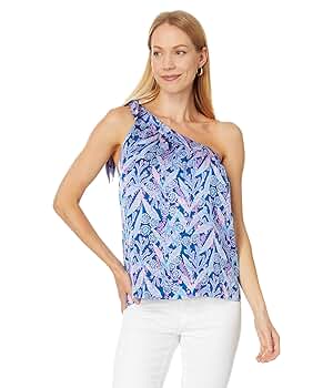 Lilly Pulitzer Women's Bexler One Shoulder Top, Barton Blue