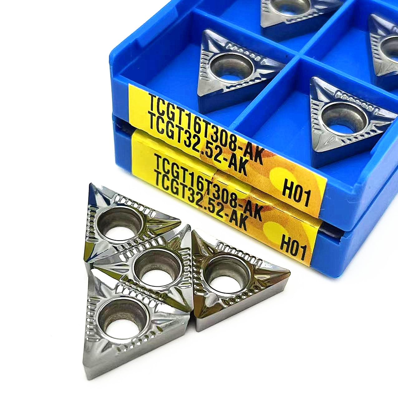 JALYKA 10 Uds Herramienta de torneado de ranurado Exterior CNC TCGT16T304 AK H01 Herramienta de Torno de Metal Inserto de carburo de aleación Dura Fresa TCGT 16T308 (Color : TCGT16T302-AK H01)