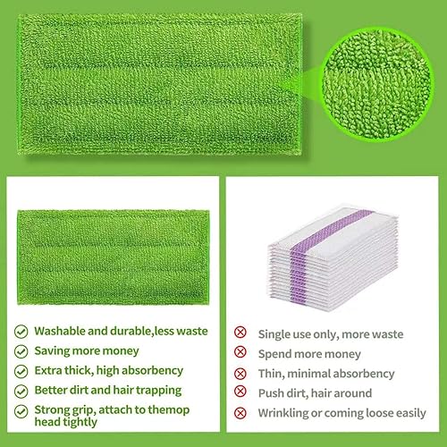 Miniatura 4 de Almohadillas absorbentes de microfibra lavables reutilizables compatibles con SSwifferr Wetjet, almohadillas de repuesto de microfibra lavables