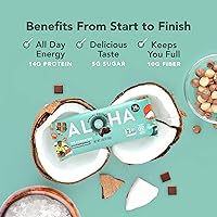 Vista 89 de ALOHA Barras de proteína orgánicas a base de plantas, expreso de chocolate (85 mg de cafeína), 12 barras, veganas, bajas en azúcar, sin gluten