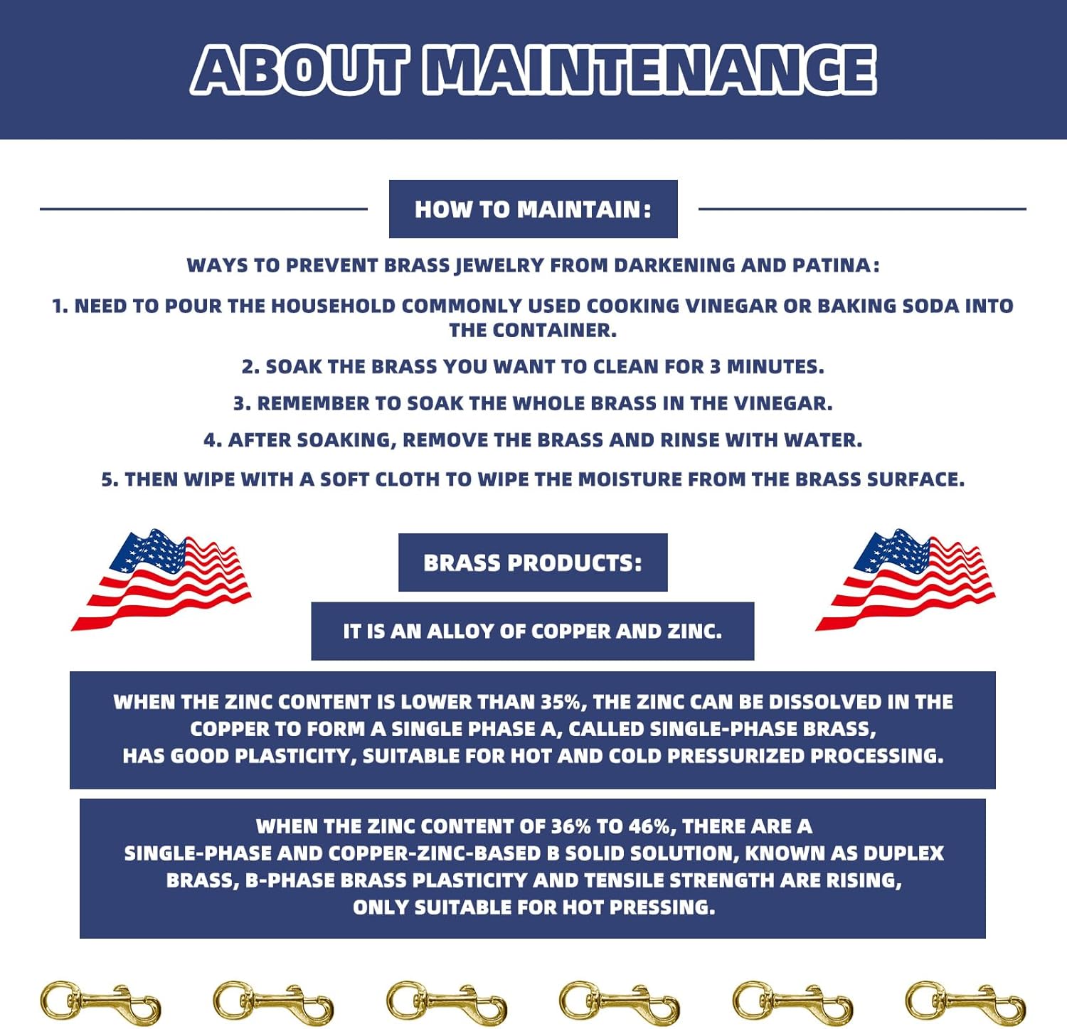 8Pcs Flag Clips Swivel Snap Hooks, 2.4" Heavy Duty Brass Flag Pole Hooks for Flagpole Rope, Snap Clip with Swivel Eyelet for Flag, Pet Leash, Key Chain or Clothlines Tarp - Image 6