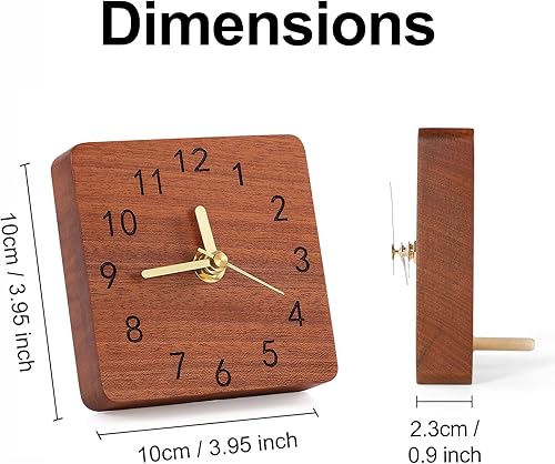 Miniatura 2 de Reloj de mesa de madera con soporte, decorativo funciona con pilas, reloj de escritorio silencioso sin tictac para decoración de oficina, sala de