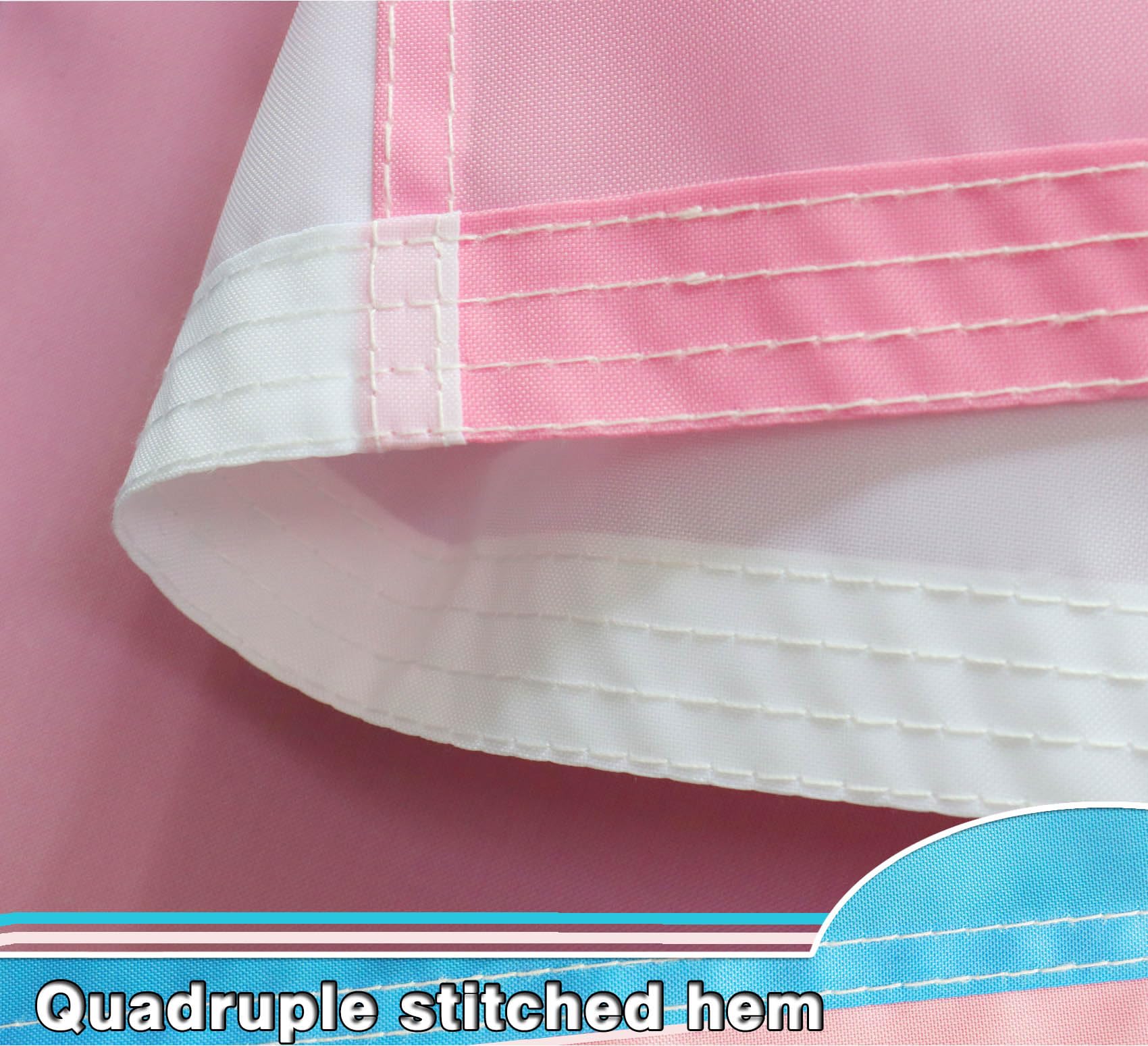 Transgender Pride Nylon Flag - 3 Ft X 5 Ft, Light Blue Pink White Stripes, Durable With Brass Grommets, USA Made - View #9
