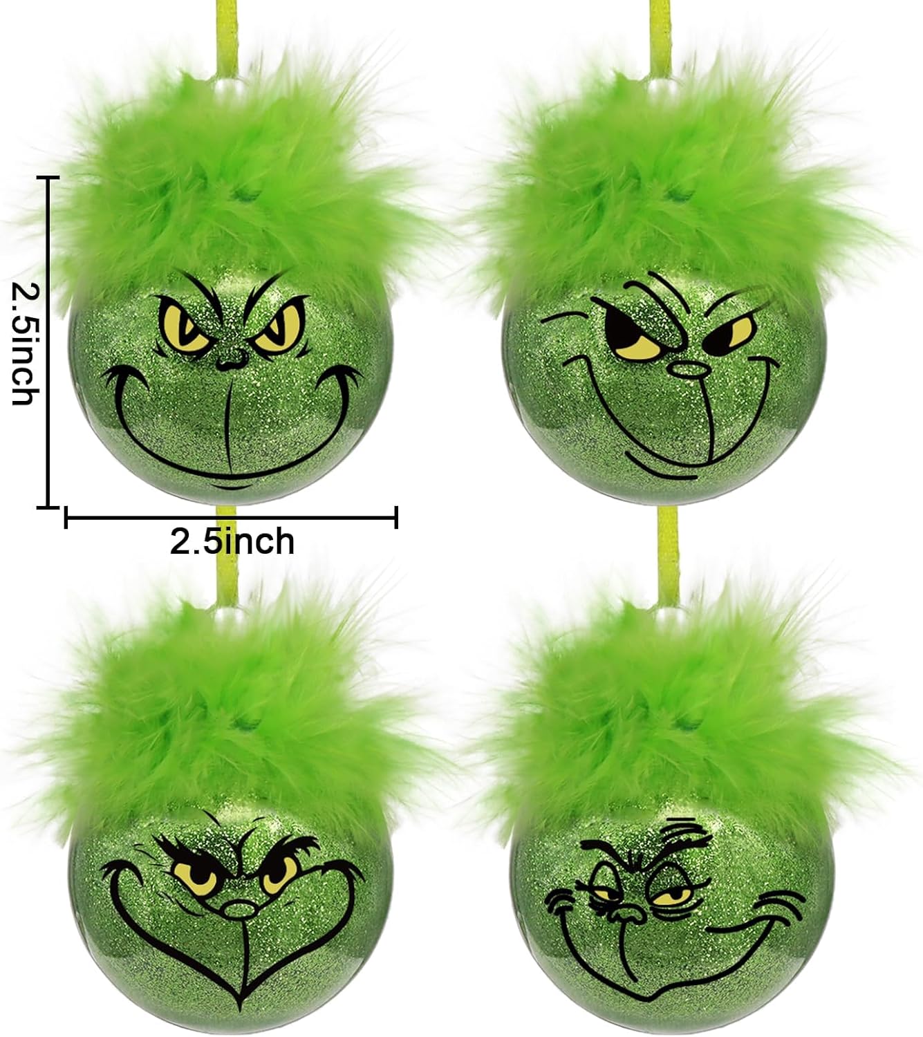 Christmas Decorations Indoor: 12pcs Cute Green Elf Christmas Tree Ornaments with Fuzzy Hair, Hanging Thief Monster Xmas Balls for Tree Fireplaces Garland, Kids Home School Office Decor - Image 2
