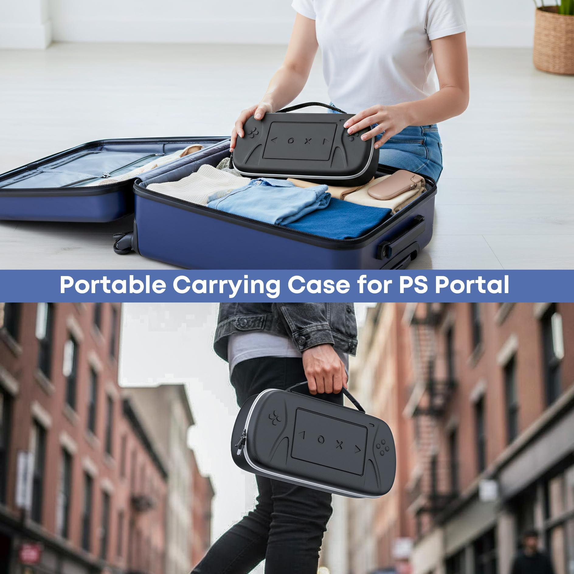 10-in-1-Zubehör-Kits, kompatibel mit Playstation Portal, PS-Portal-Hartschalen-Schutzhülle mit weißer weicher Silikon-Schutzhülle, 2 Packungen Displayschutzfolie aus gehärtetem Glas für PS5-Portal, 4