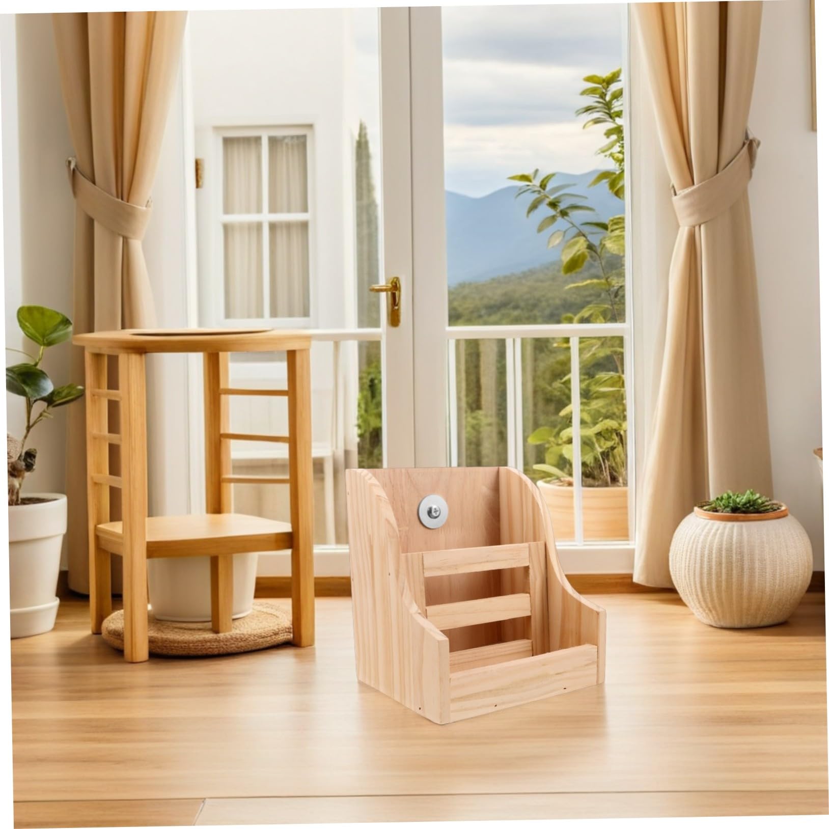TOYANDONA Holz Heuraufe mit Napf Futterspender für Kaninchen Meerschweinchen Chinchilla Stabiles Design Fest Fixierter Heurack Natürliches Material Einfache Installation
