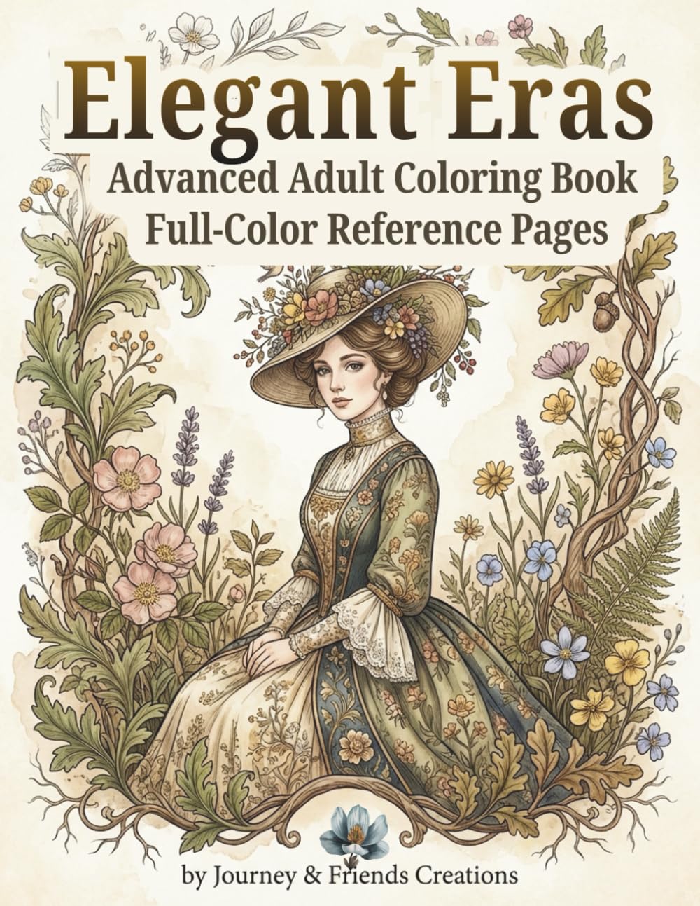 Elegant Eras Advanced Adult Coloring Book with Full-Color Reference Pages: 40 Illustrations, Cozy Coloring Book with People, Period Piece