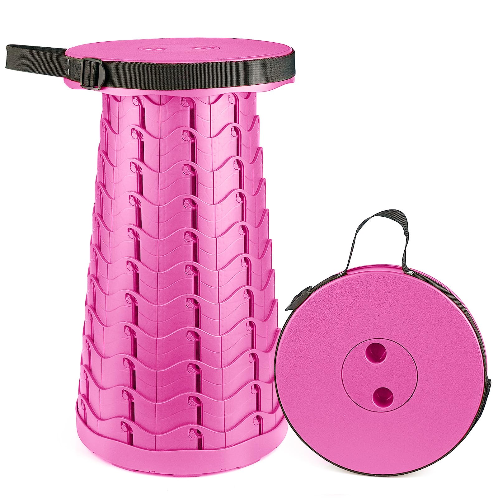 Hesanzol Tragbarer Teleskophocker, einziehbarer Klapphocker für Camping, Garten, Angeln, Wandern, Reisen, Grillen, verstellbare Klapphocker, maximale Traglast 180 kg