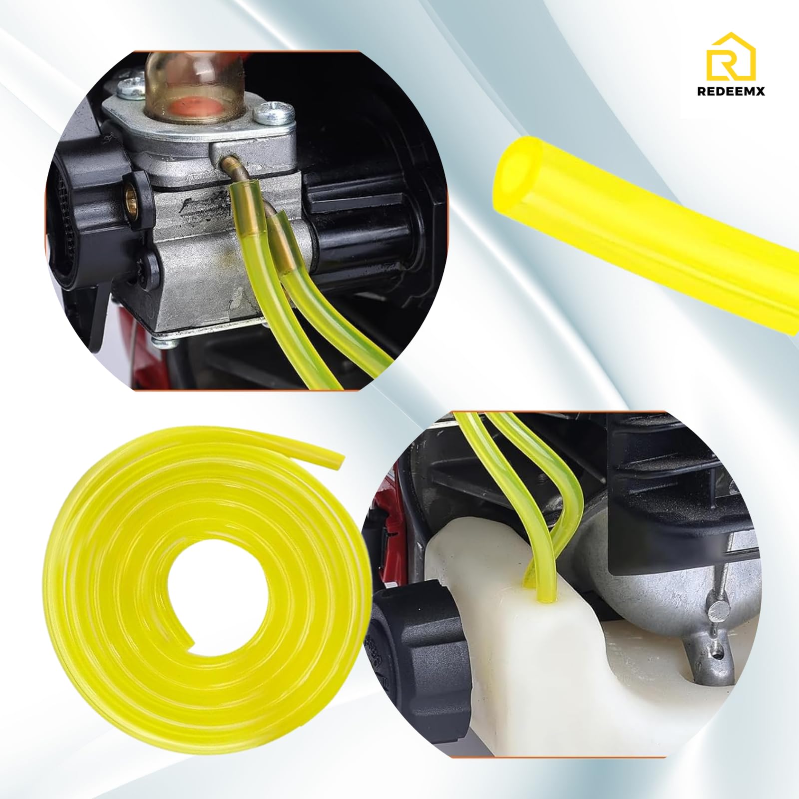 Manguera de gas de 5 pies x 4 tamaños para motor pequeño de 2 tiempos, desbrozadora, motosierra, soplador, cortacésped, herramientas eléctricas de jardín