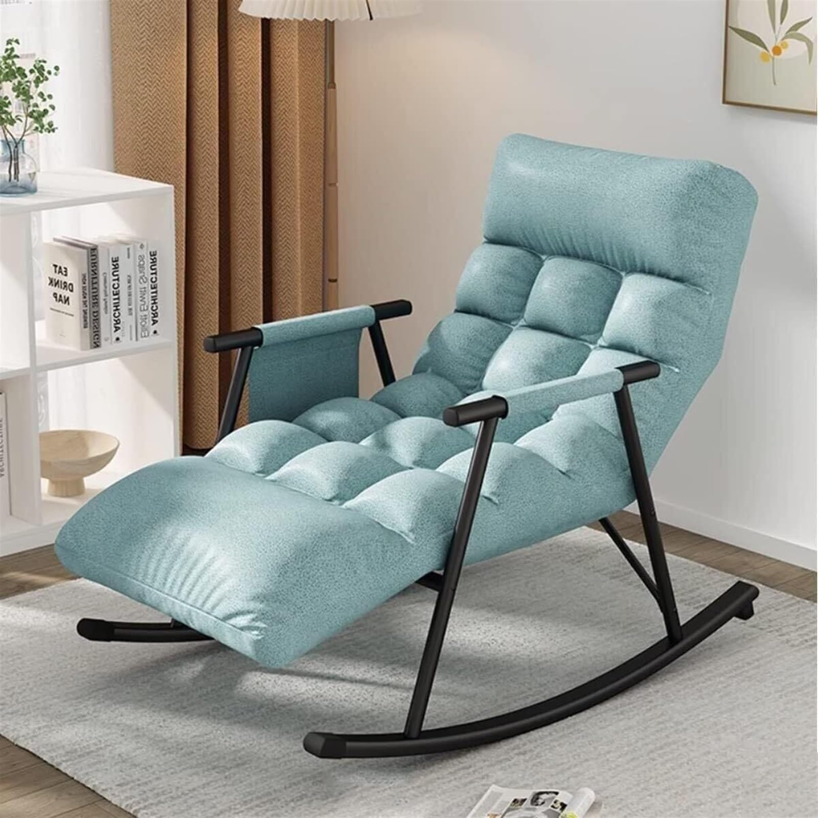 Sedia a Dondolo per Interni, in Tessuto Tecnico Impermeabile, reclinabile, Moderna Camera da Letto, Soggiorno, Poltrona con Schienale Regolabile, divani Singoli per Lettura, Salotto, Balcone