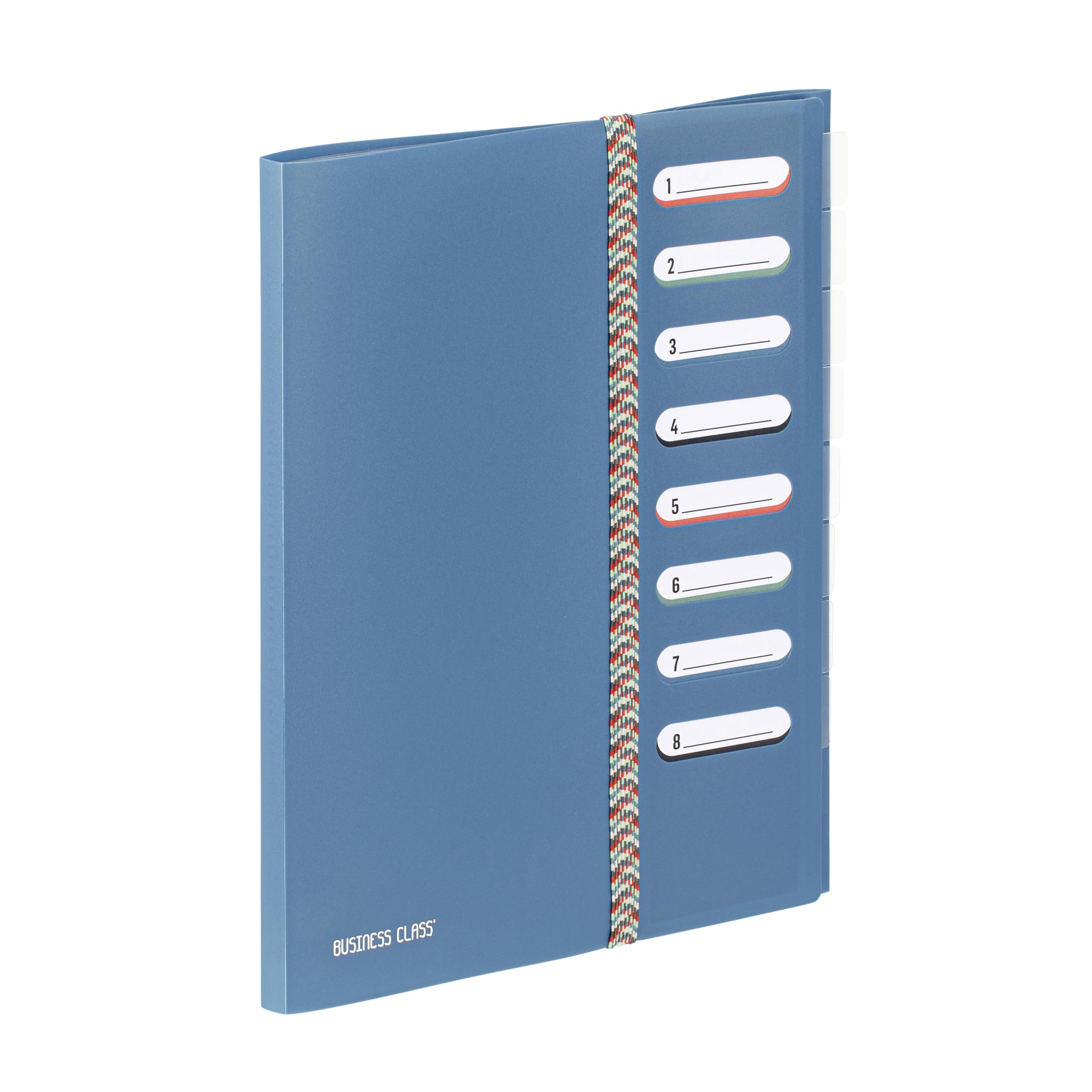 Viquel - Business Class 8 Compartments A4 File Organiser with Elastic Closure for Office and Home - Blue
