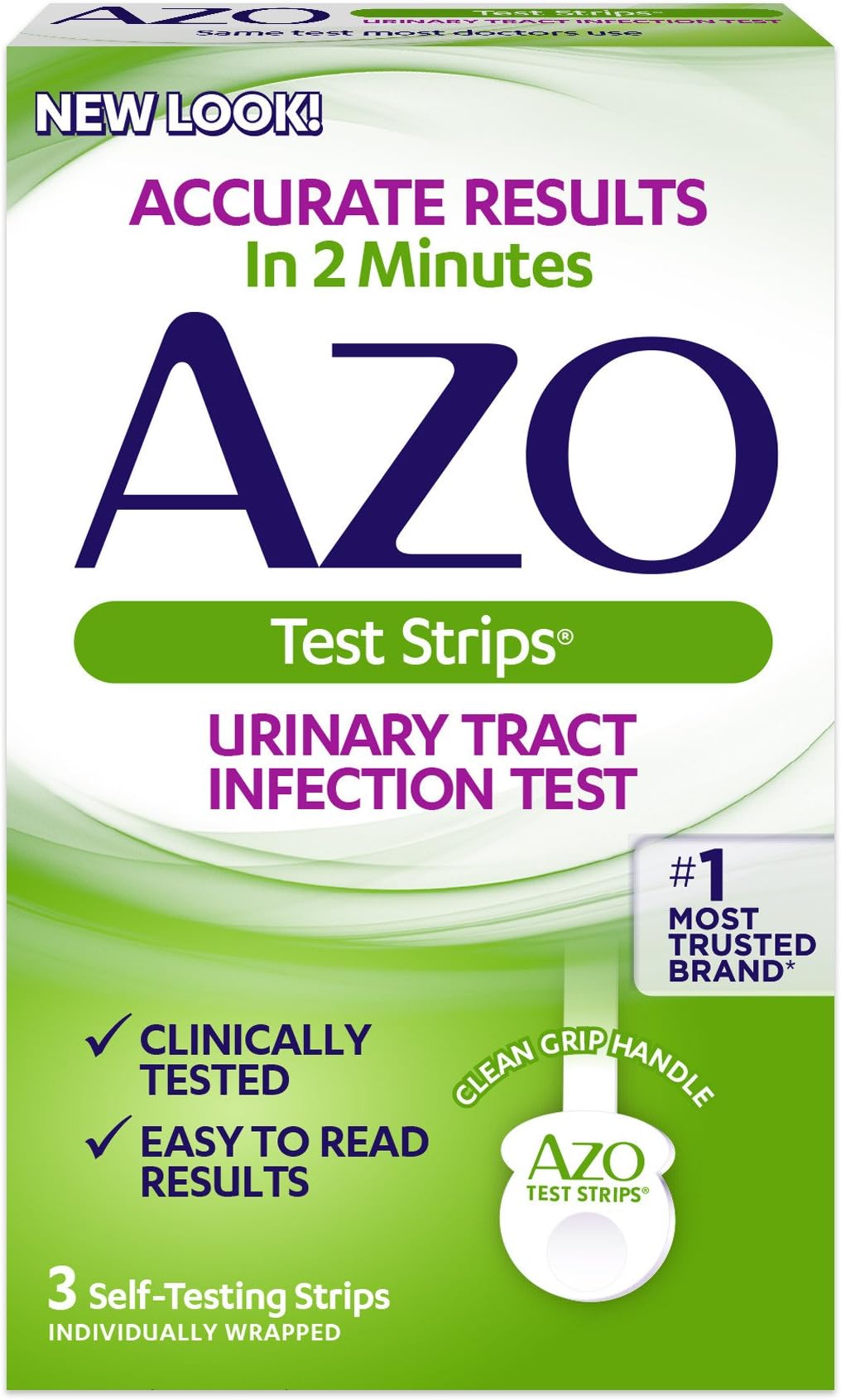 AZO Urinary Tract Infection Test Strips, 3-Count Boxes (Pack of 2)(Packaging may vary)