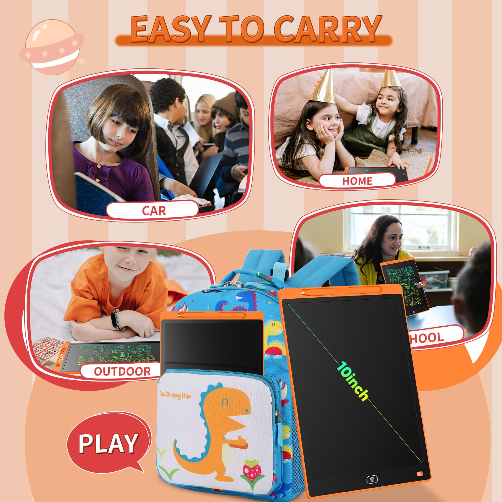 Genialba tablica do pisania LCD 10 cali, kolorowa taca do pisania LCD, przenośna, zmywalna deska kreślarska, tablet elektroniczny, tablet graficzny do gier dla dzieci 2, 3, 4, 5, 6, 7 lat, dla