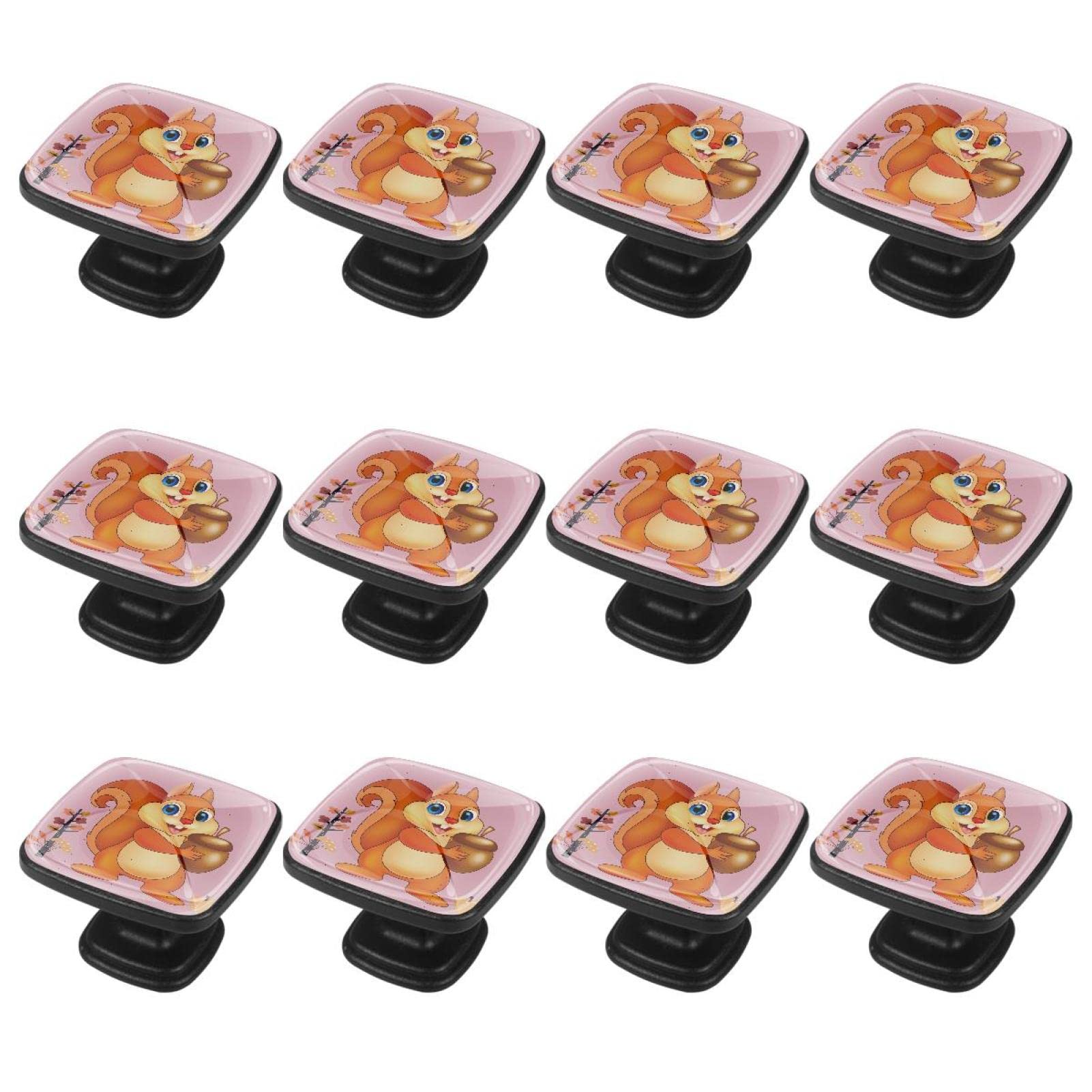 Boutons de tiroir en verre rose avec pomme de pin animal pour meuble enfant