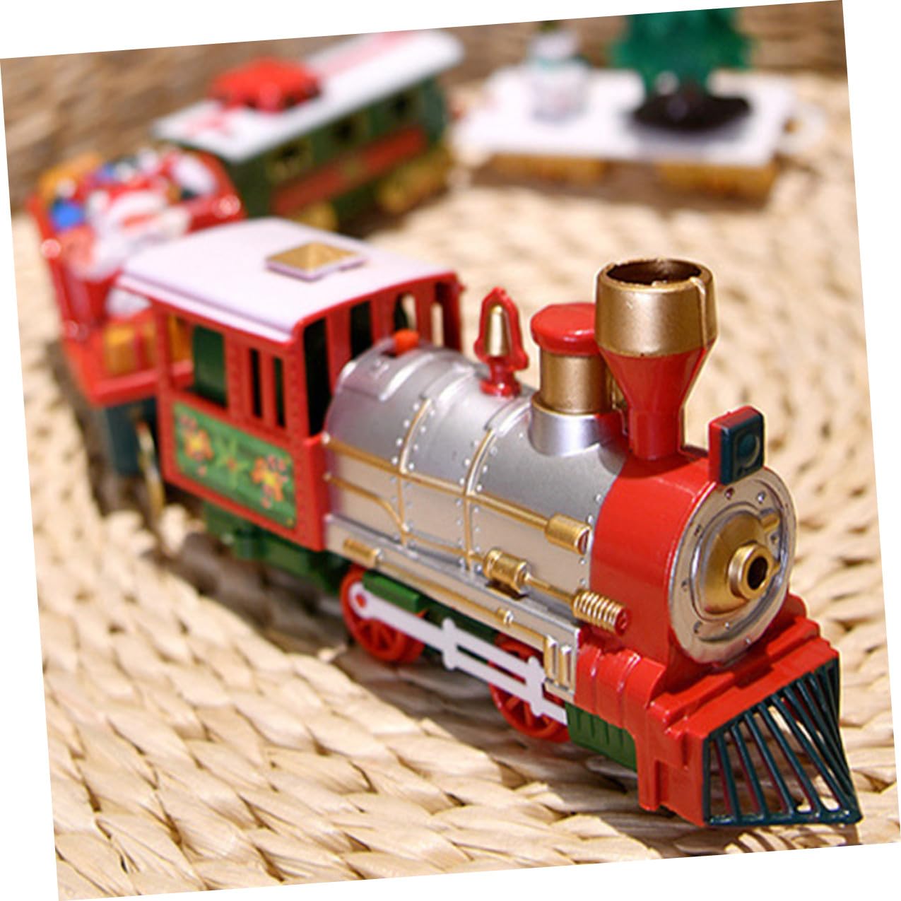 YARNOW Train Noël Électrique en Plastique avec Circuit, Jouet à Assembler pour Garçon et Filles, Design Festif pour Fête de Noël et Développement Motricité Fine